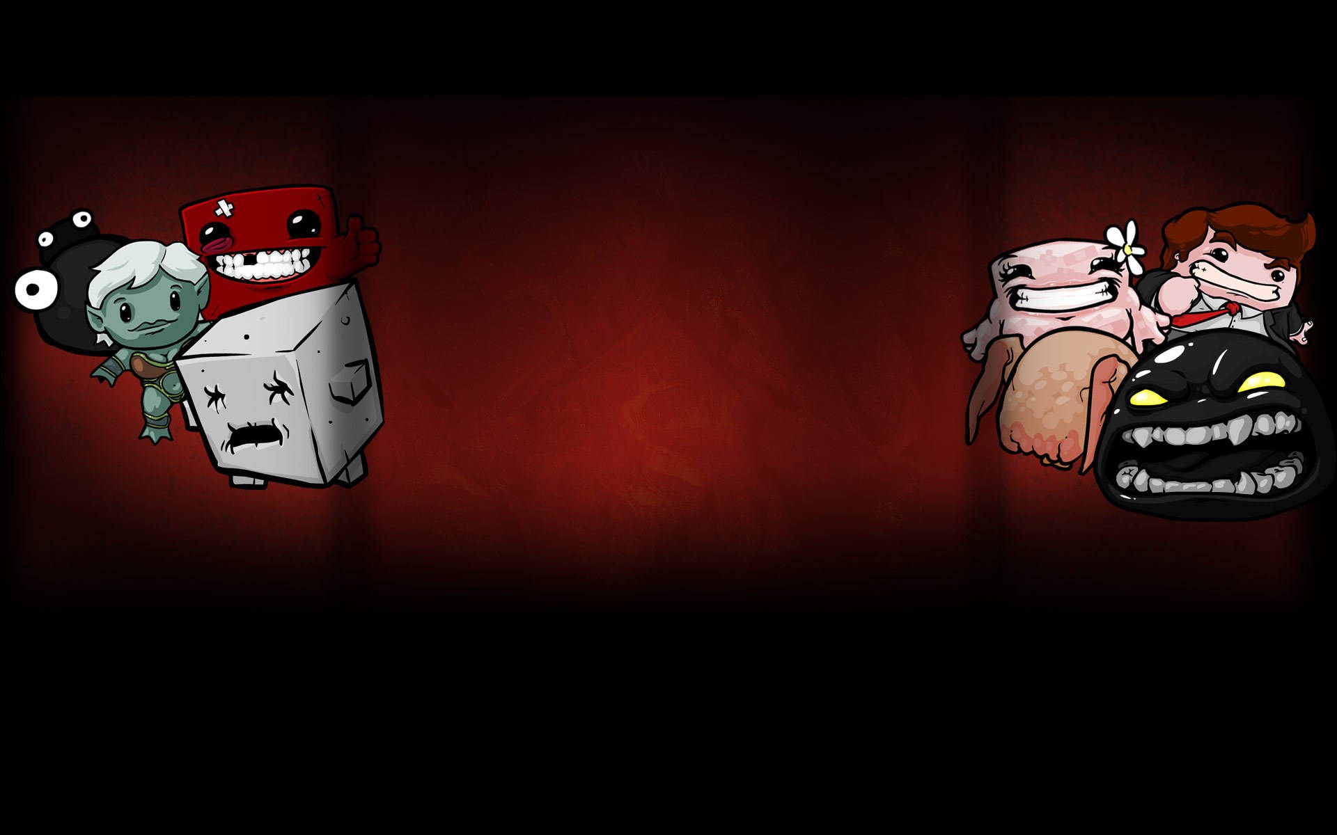 Super Meat Boy, funny characters, exaggerated grins, Full HD Desktop Wallpaper
