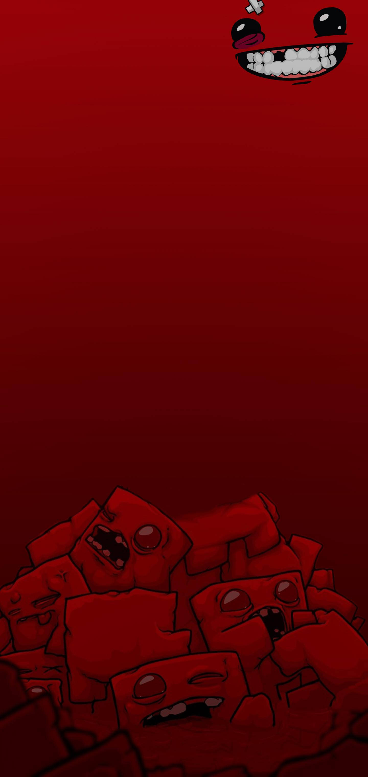Super Meat Boy, silly face, red cartoon face, 2K Phone Wallpaper