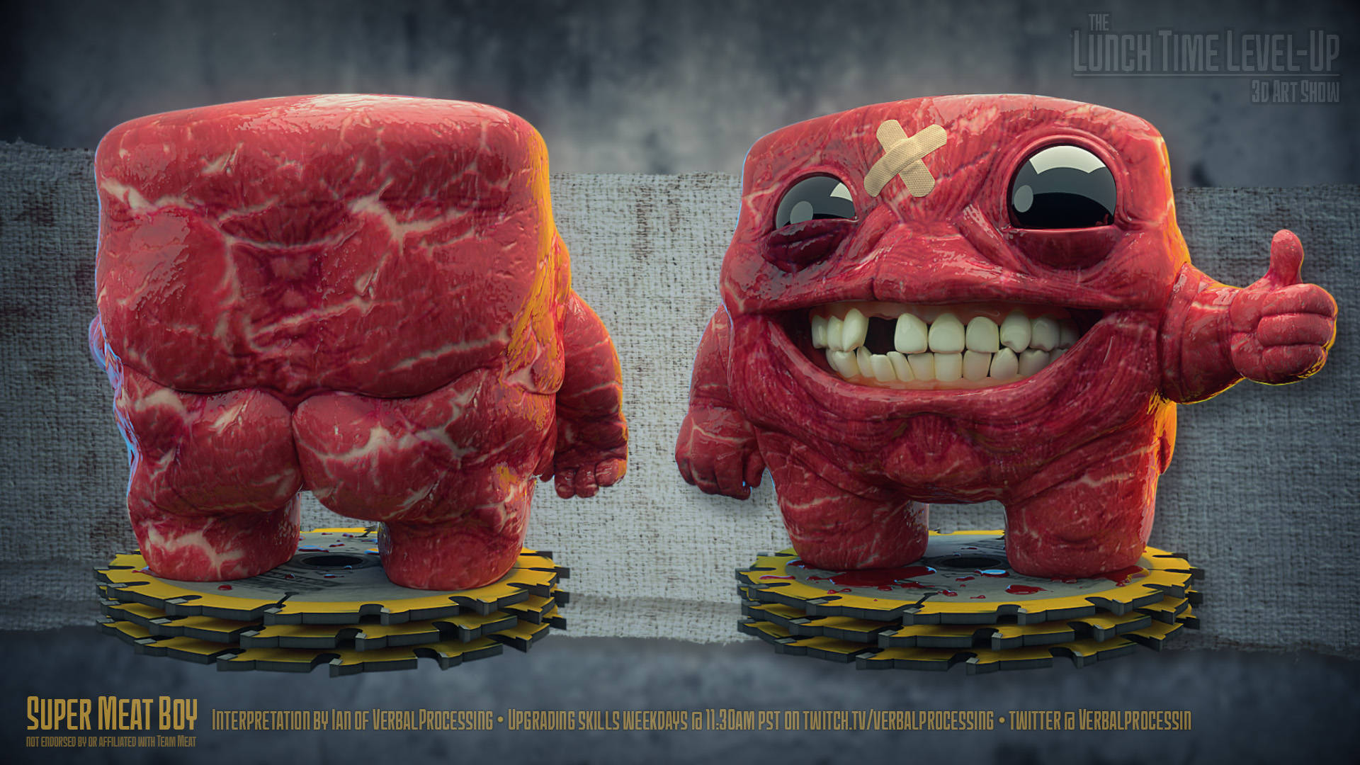 Super Meat Boy, grinning, bandage, Full HD Desktop Wallpaper