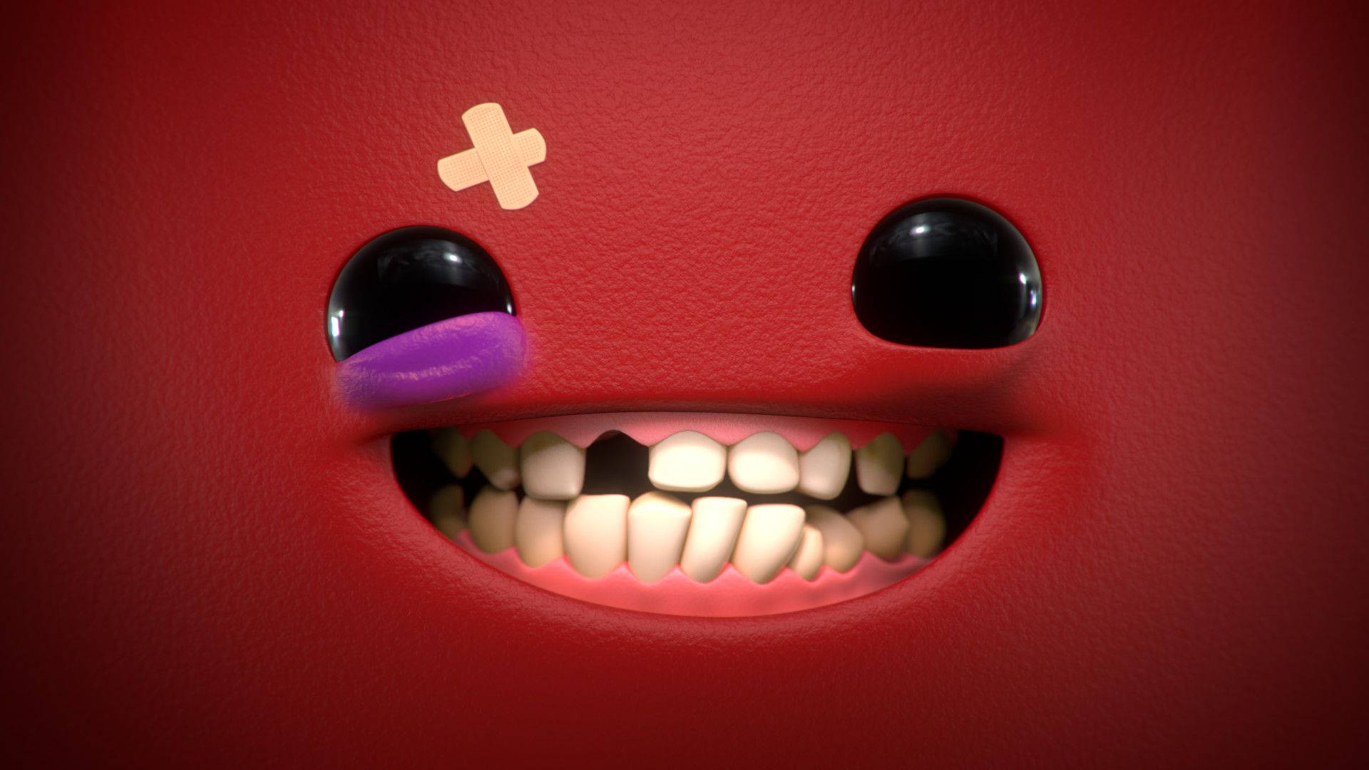 Super Meat Boy, red cartoon character, bandage over one eye, Full HD Desktop Wallpaper