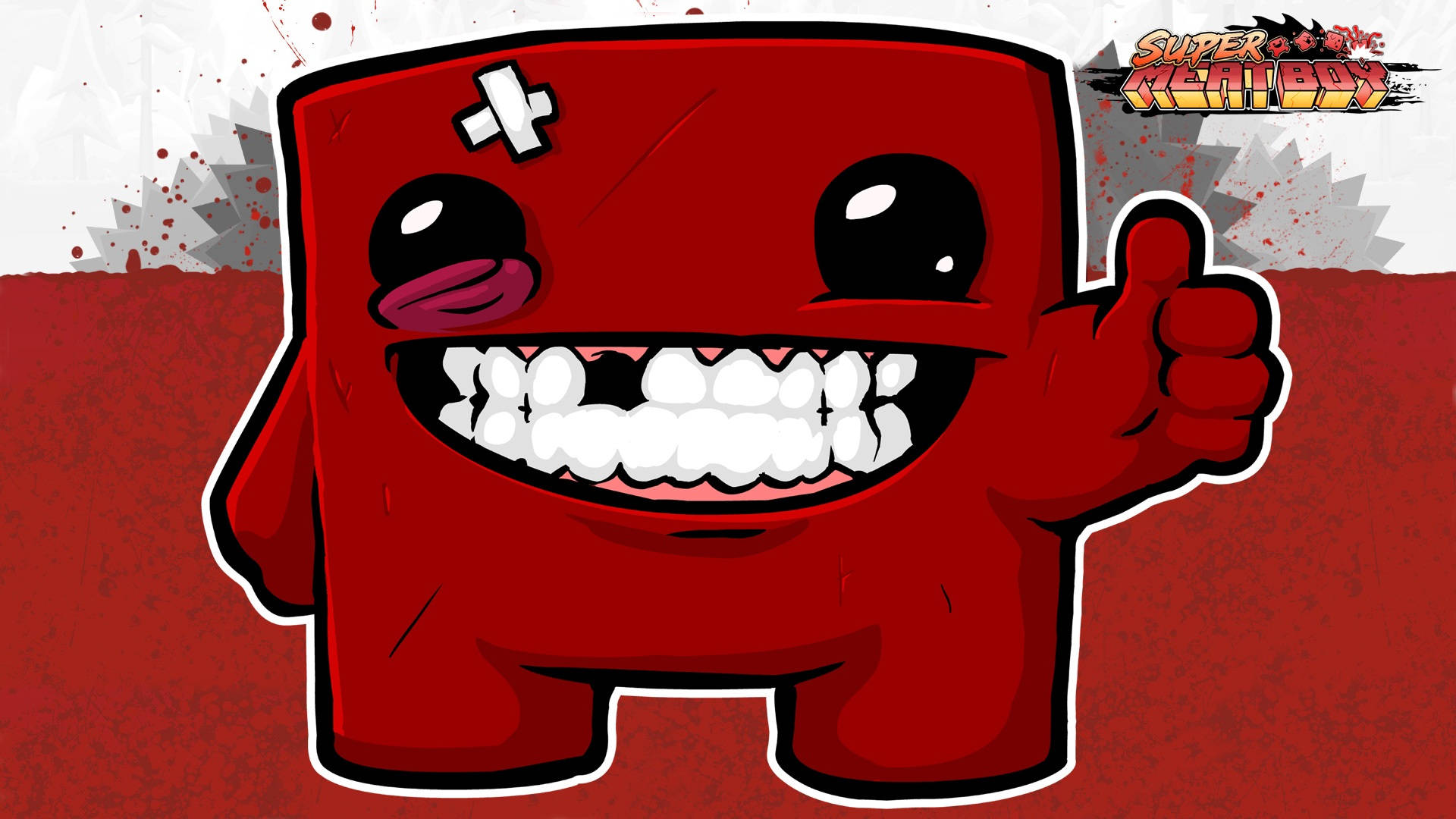 Super Meat Boy, red, gray, Full HD Desktop Wallpaper
