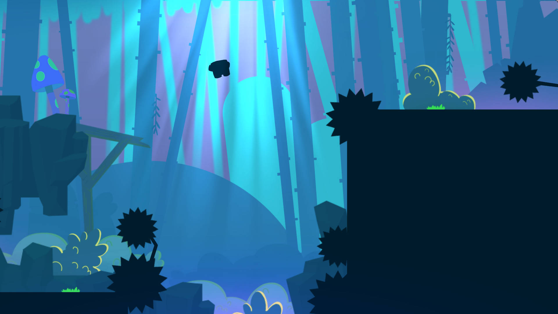 Super Meat Boy, blue and purple forest, glowing light beams, Full HD Desktop Wallpaper