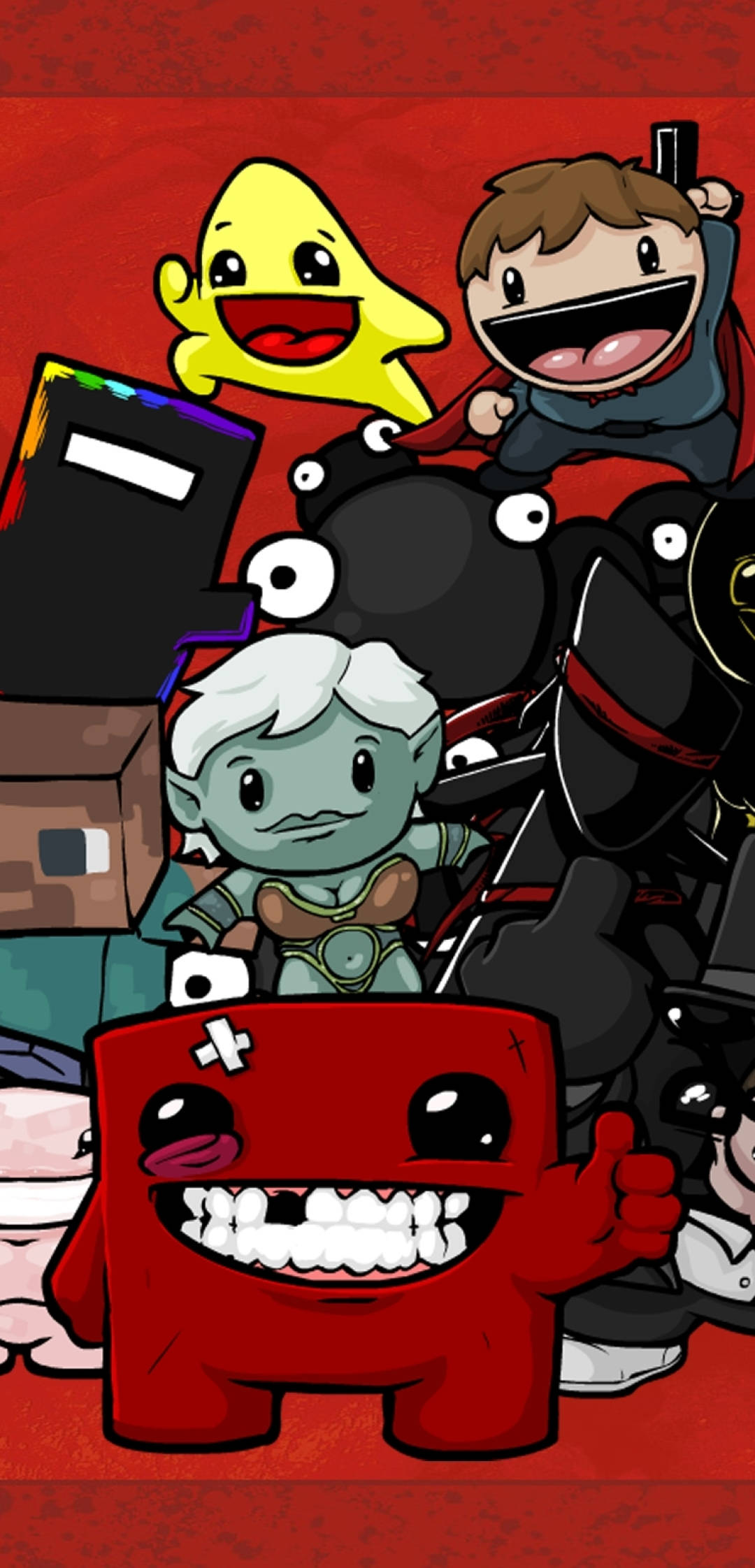 Super Meat Boy, friends, vibrant cartoon, Full HD Phone Wallpaper