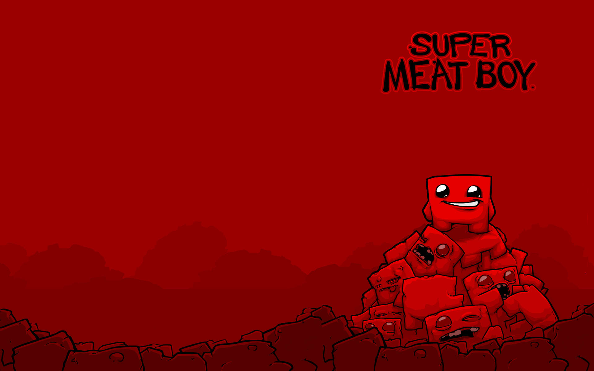 Super Meat Boy, red blocky characters, cartoonish faces, Full HD Desktop Wallpaper