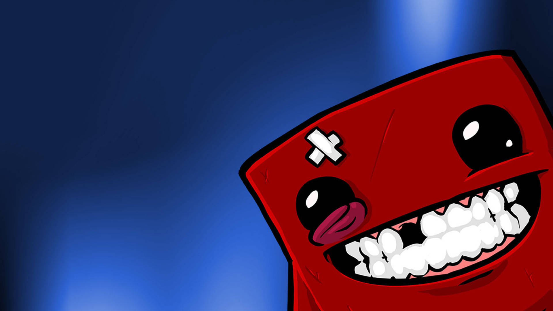 Super Meat Boy, grinning face, red cartoon character, Full HD Desktop Wallpaper