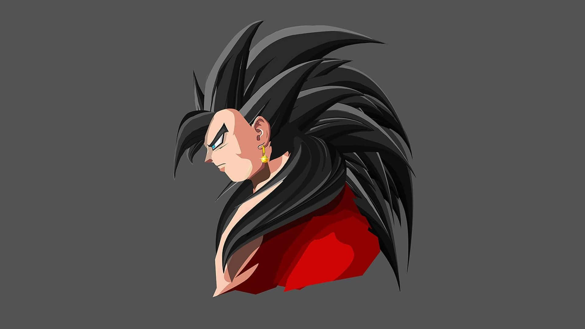 Super Saiyan 4, spiky black hair, red outfit, Full HD Desktop Wallpaper