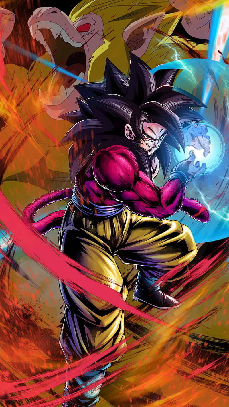 Super Saiyan 4, spiky black hair, glowing blue energy sphere, HD Phone Wallpaper