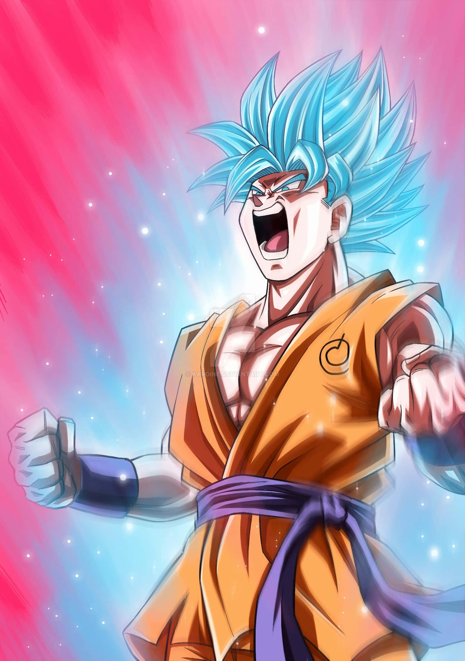 Super Saiyan Blue, spiky blue hair, orange gi, Full HD Phone Wallpaper