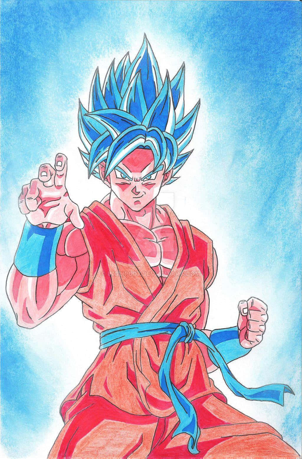 Super Saiyan Blue, blue-haired anime warrior, red gi, HD Phone Wallpaper