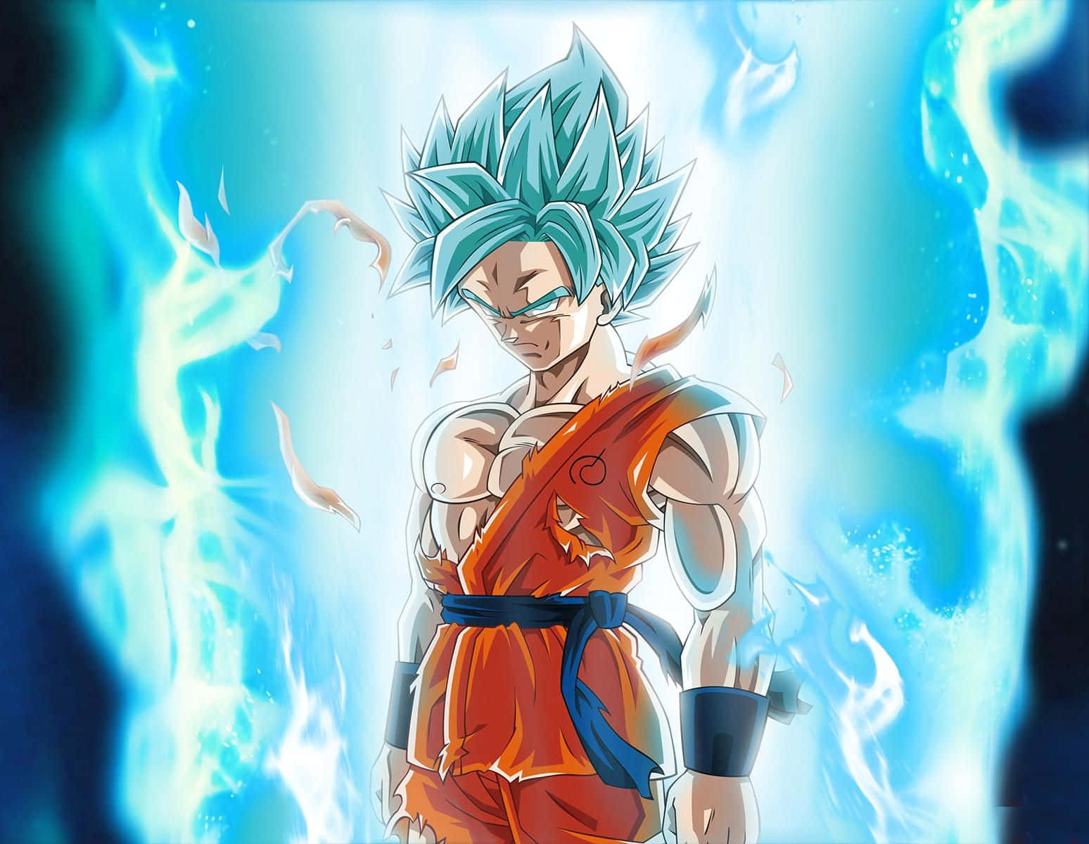 Super Saiyan Blue, spiky blue hair, orange gi, HD Desktop Wallpaper