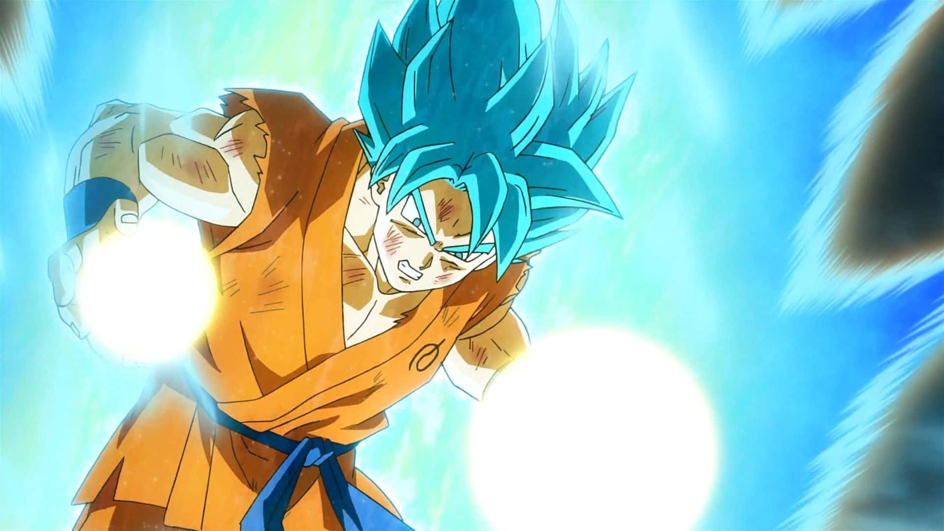 Super Saiyan Blue, spiky blue hair, glowing energy spheres, Full HD Desktop Wallpaper