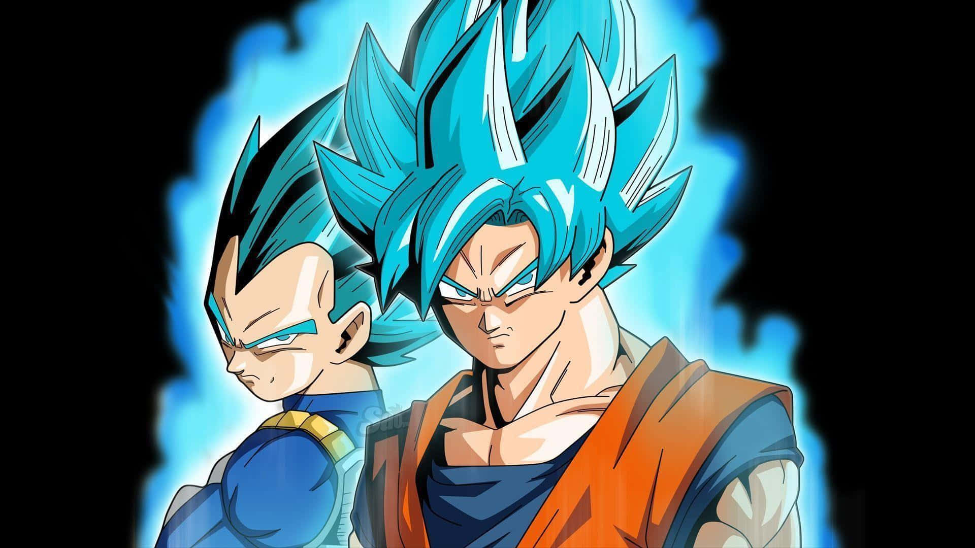 Super Saiyan Blue, spiky blue hair, glowing aura, Full HD Desktop Wallpaper