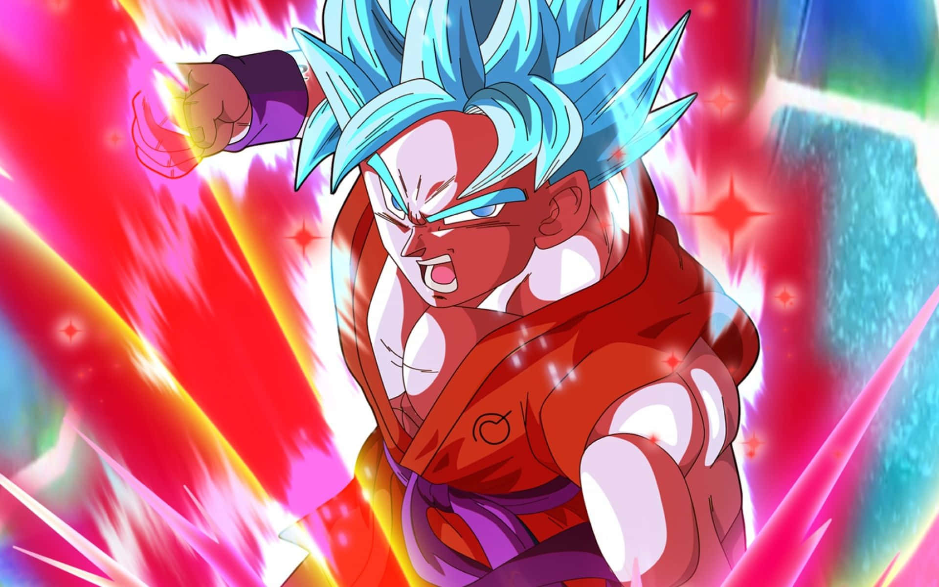 Super Saiyan Blue, spiky blue hair, red aura, Full HD Desktop Wallpaper