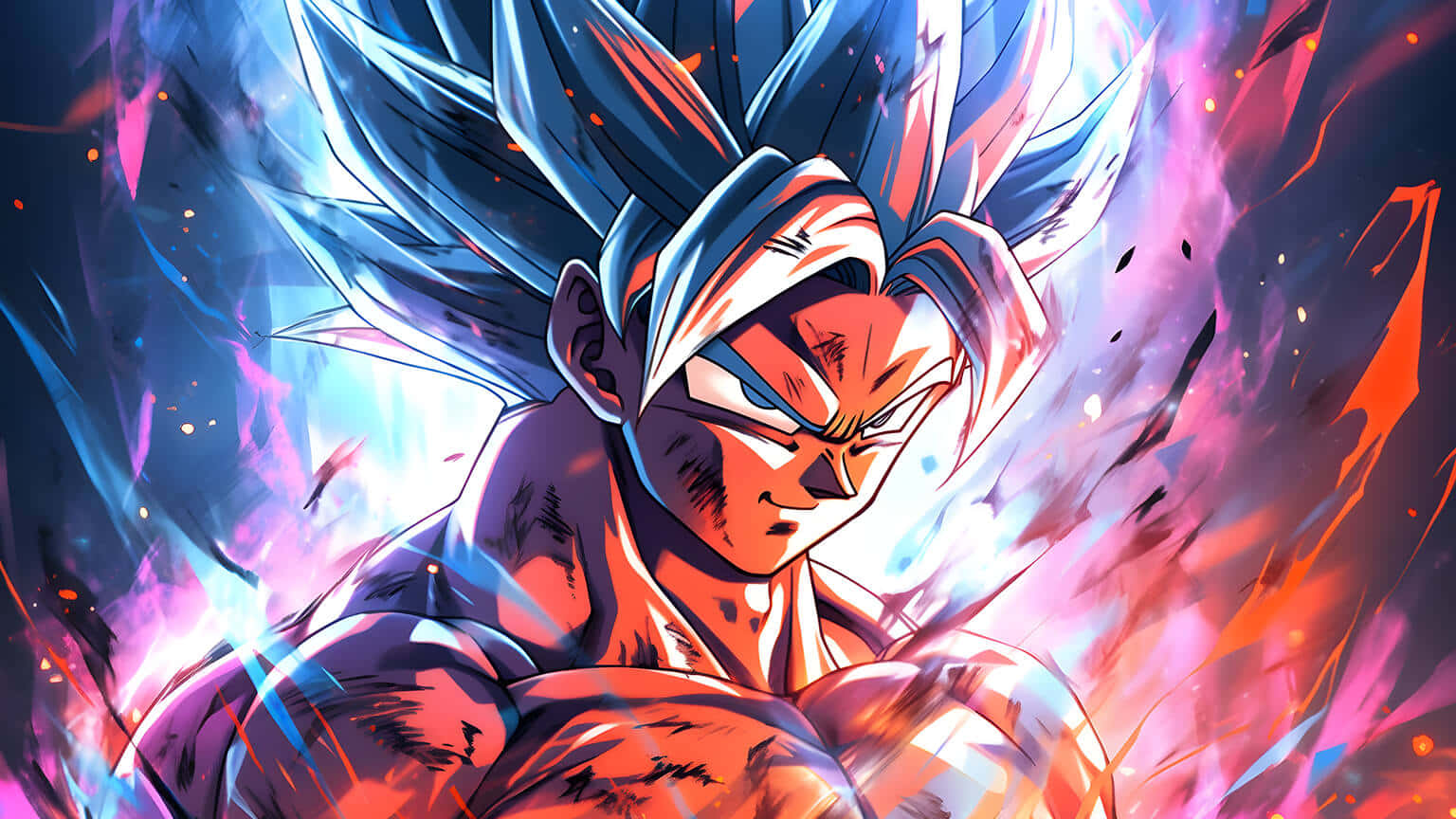 Super Saiyan Blue, spiky blue hair, glowing eyes, HD Desktop Wallpaper