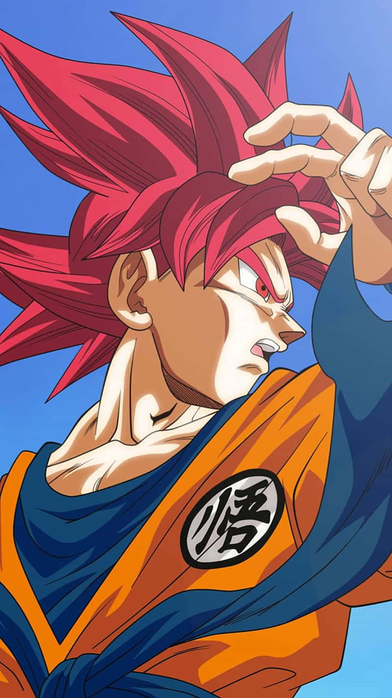 Super Saiyan God, spiky red hair, intense gaze, HD Phone Wallpaper