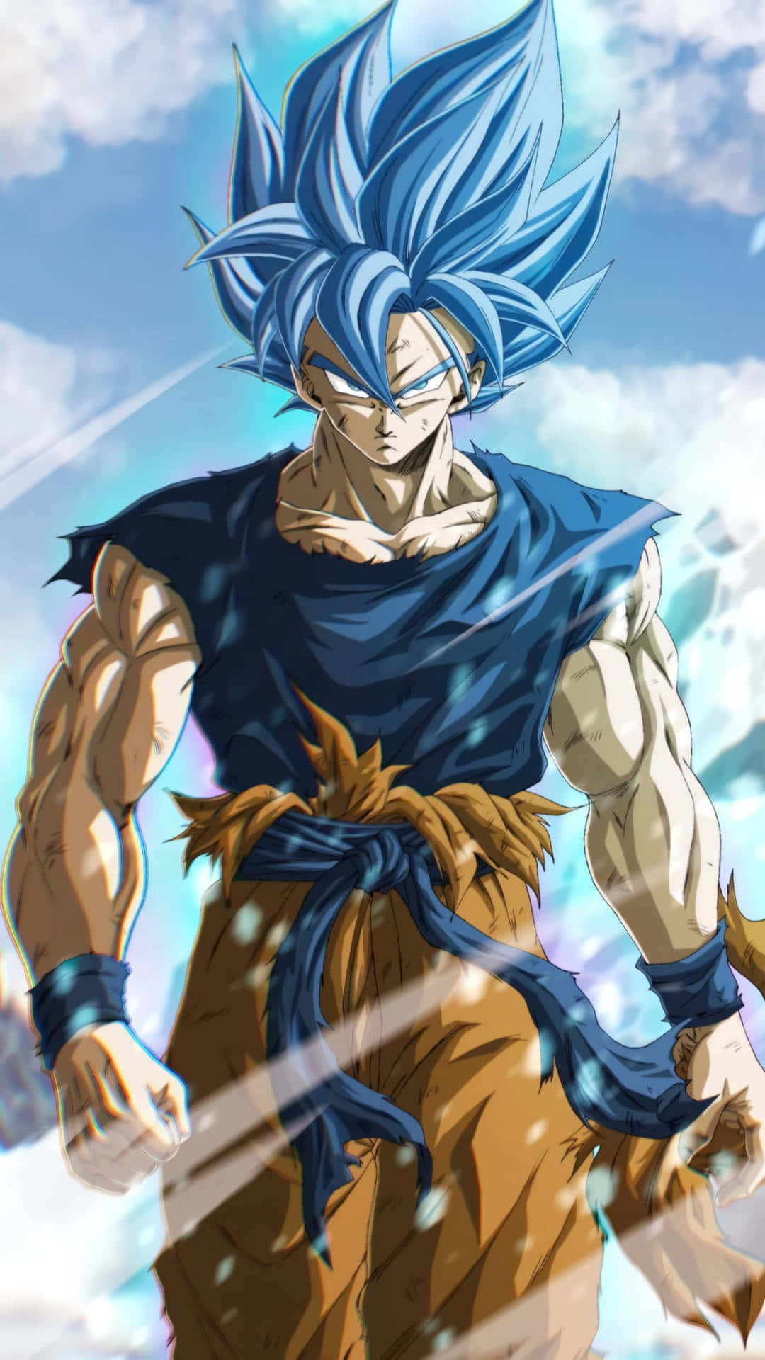 Super Saiyan, blue-haired anime warrior, blue and brown gi, Full HD Phone Wallpaper