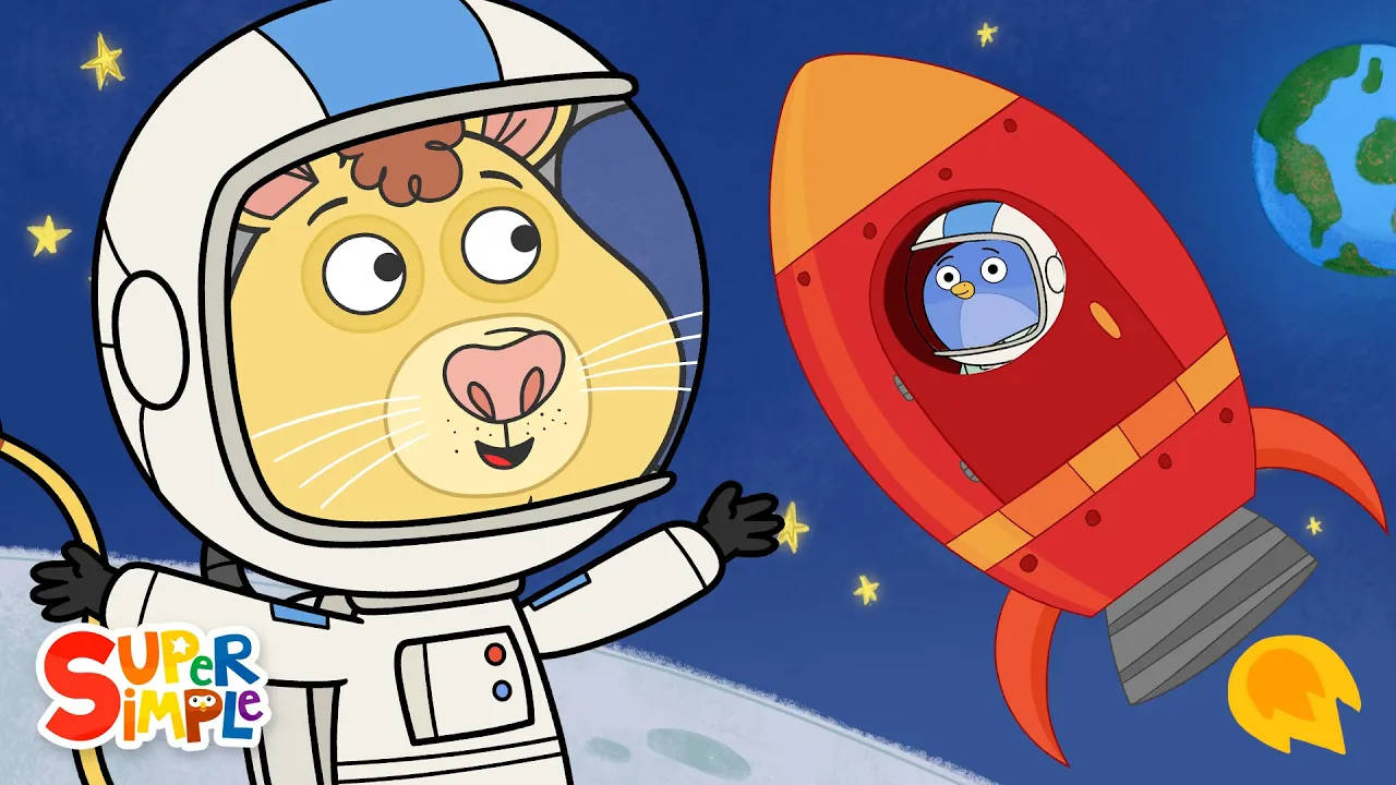 When I Grow Up, Super Simple Songs, cartoon cat astronaut, HD Desktop Wallpaper