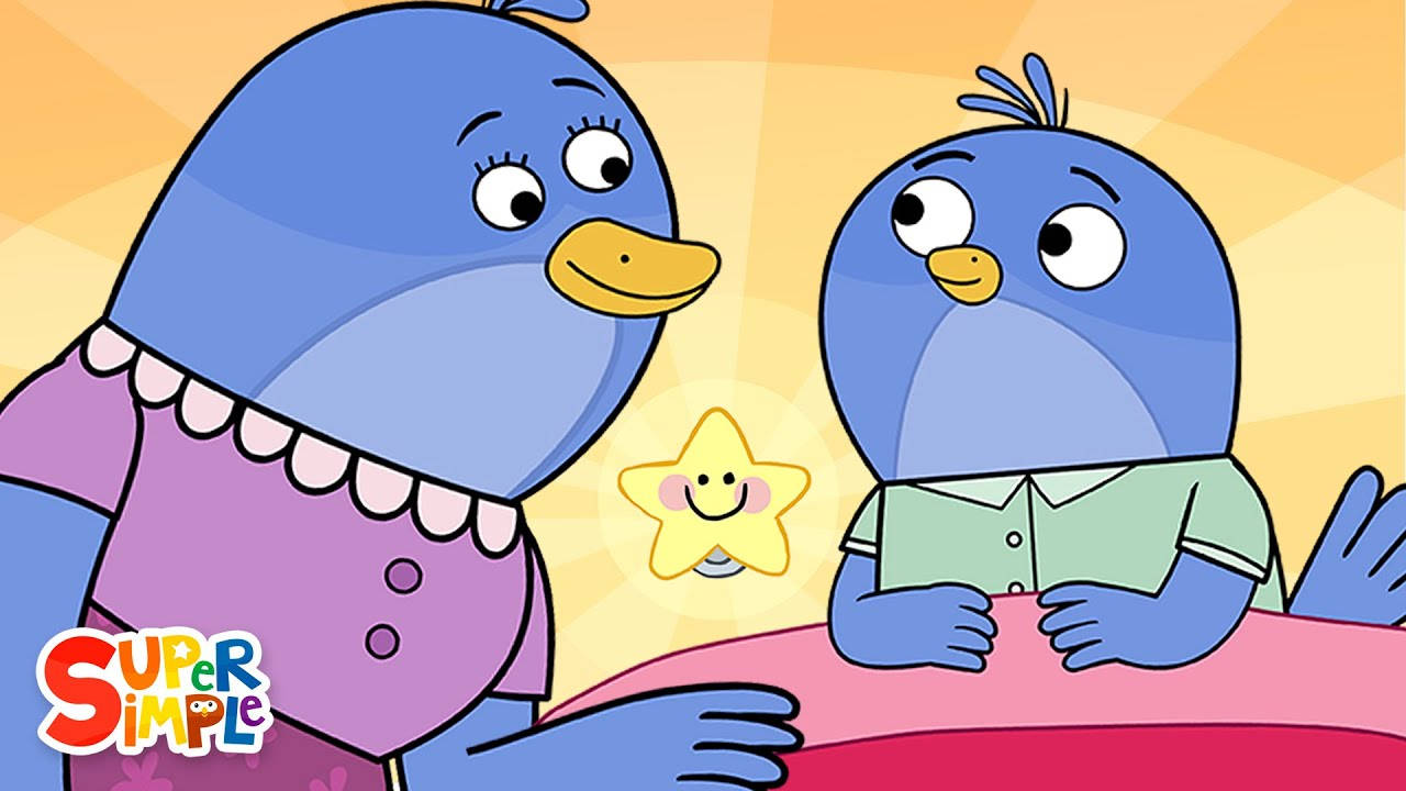 Super Simple Songs, blue cartoon birds, pajamas, HD Desktop Wallpaper