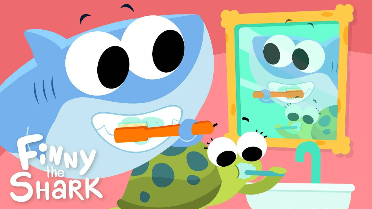 Super Simple Songs, blue shark, green turtle, HD Desktop Wallpaper
