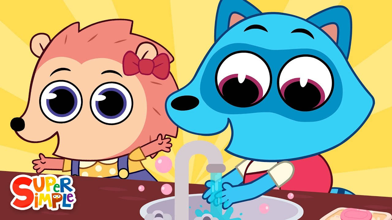 Super Simple Songs, pink hedgehog, blue fox, HD Desktop Wallpaper