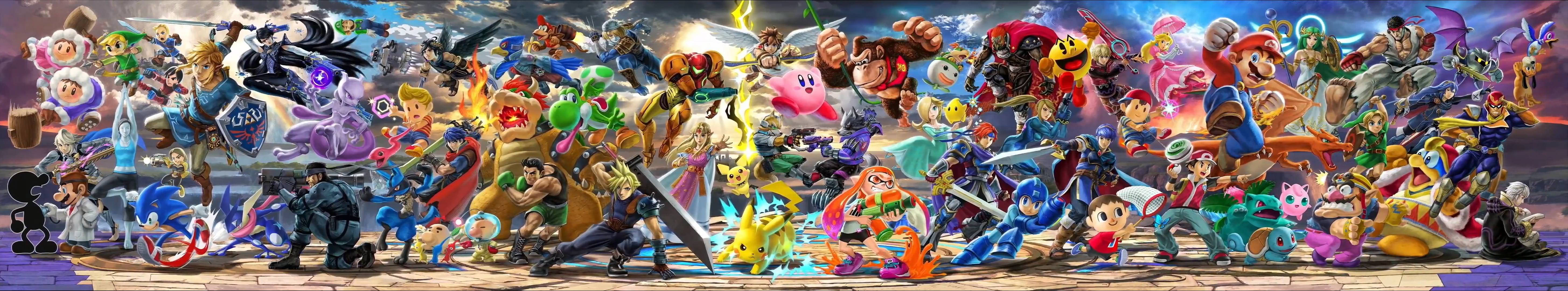 Super Smash Bros Ultimate, heroes, cosmic backdrop, 5K Desktop Wallpaper