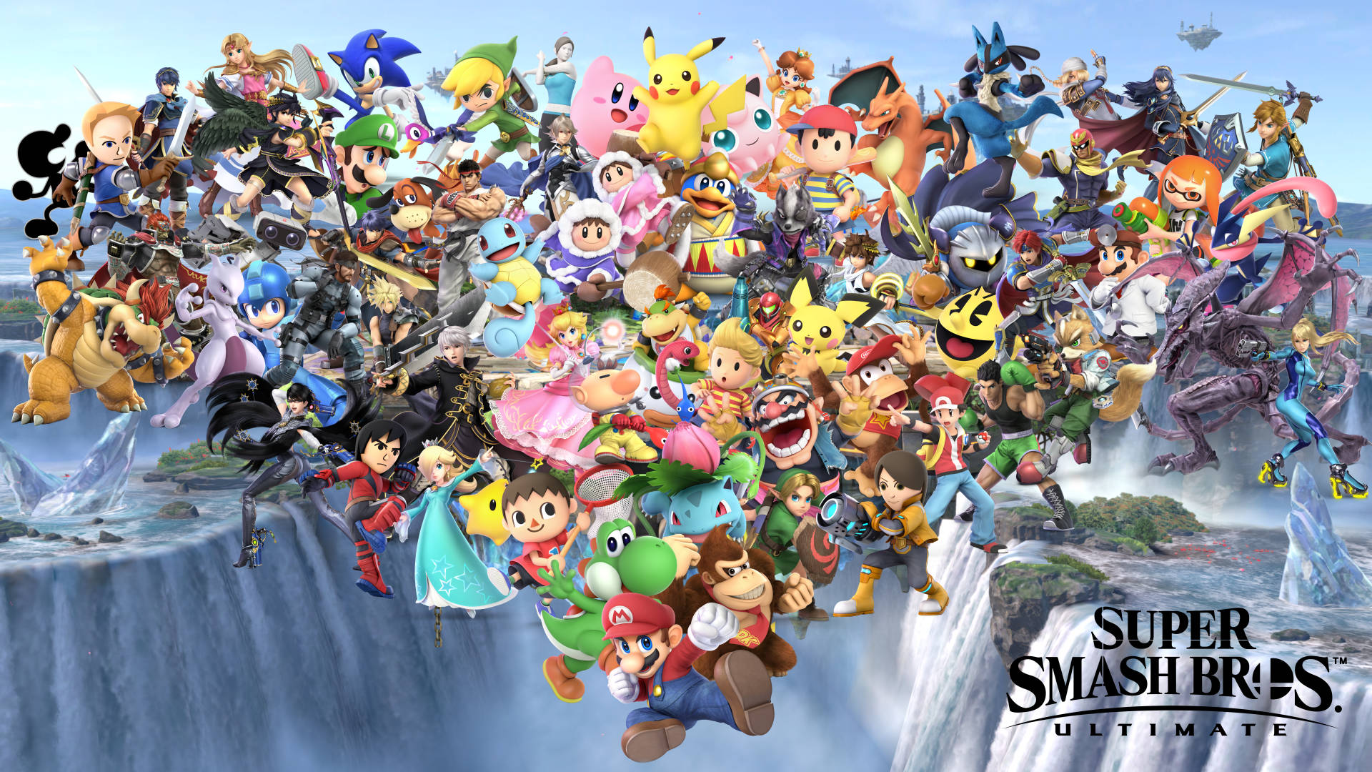 Super Smash Bros Ultimate, waterfalls, cascading waterfall, Full HD Desktop Wallpaper