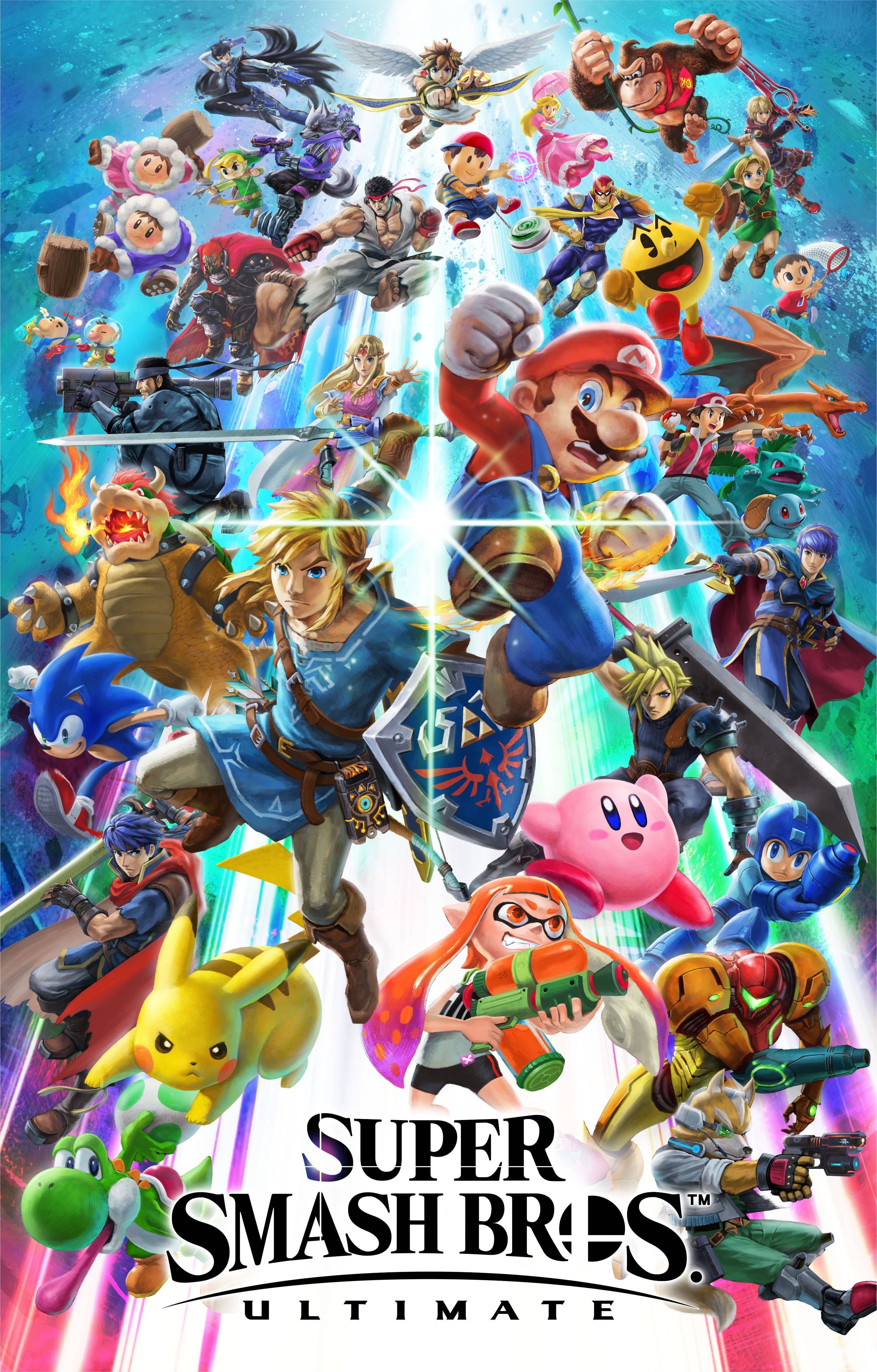 Super Smash Bros Ultimate, 3D, iconic video game characters, 4K Phone Wallpaper