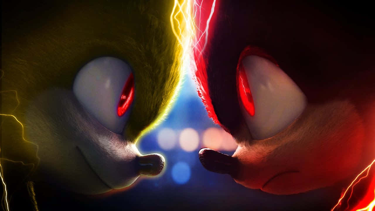 Super Sonic, glowing red eyes, lightning, HD Desktop Wallpaper