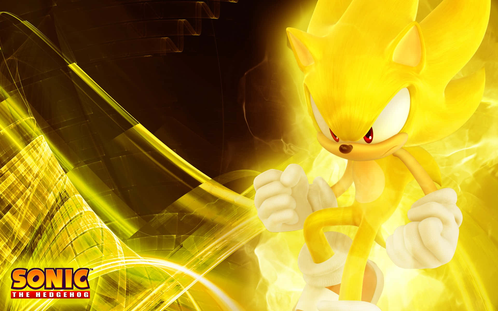 Super Sonic, golden, glowing yellow abstract background, Full HD Desktop Wallpaper