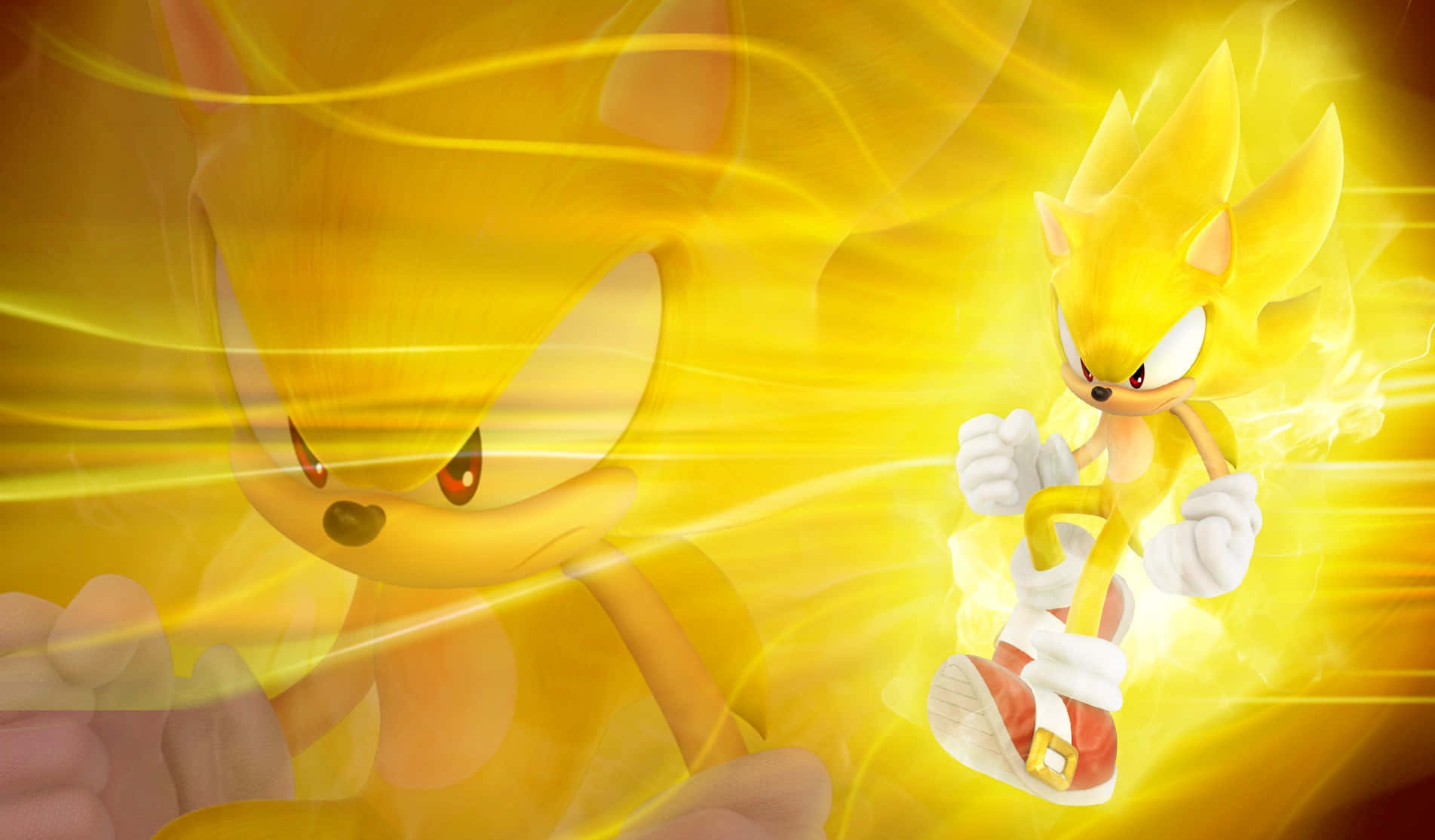 Super Sonic, Golden Super Sonic, glowing energy trails, HD Desktop Wallpaper