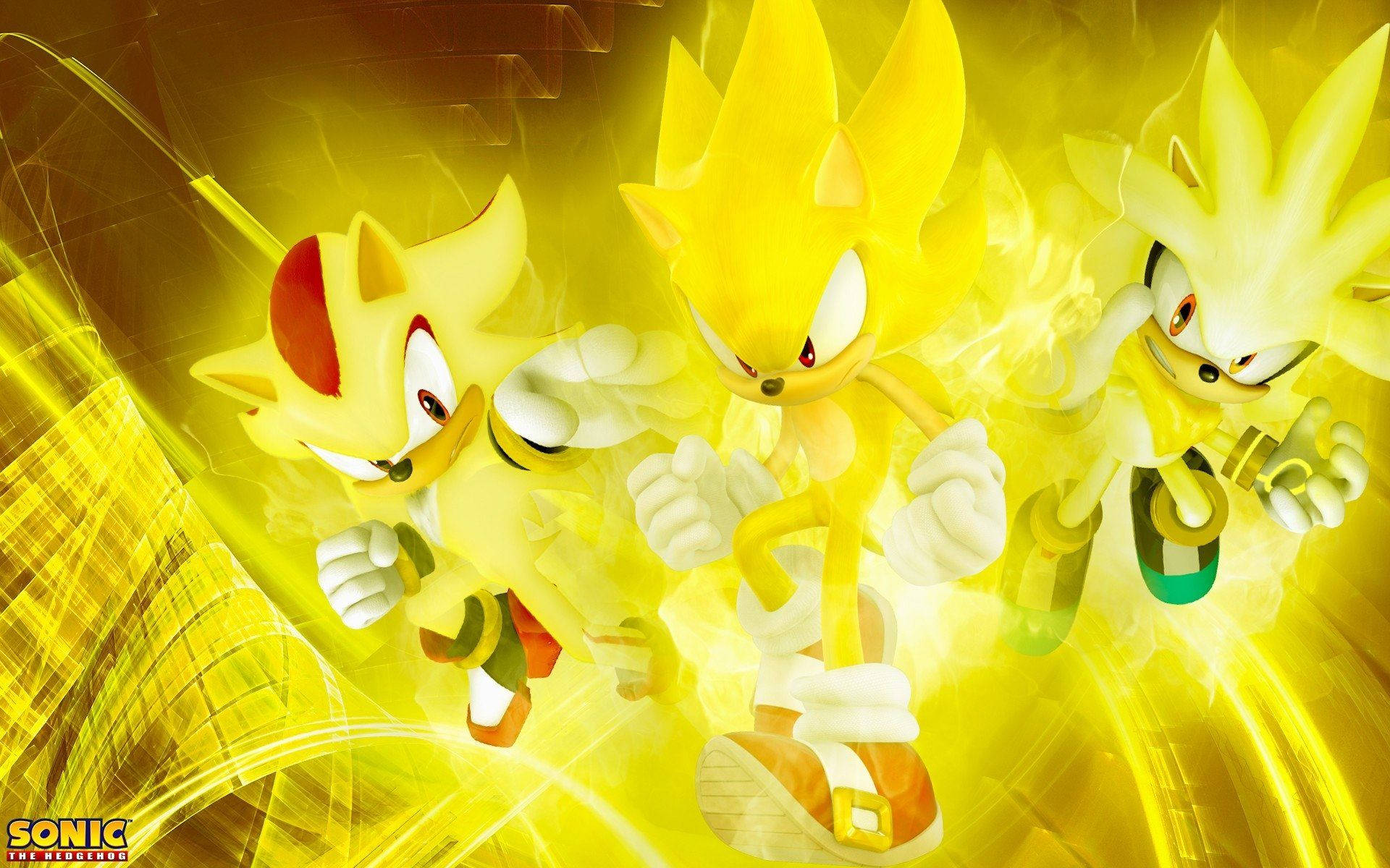Super Sonic, golden, radiant yellow energy background, Full HD Desktop Wallpaper