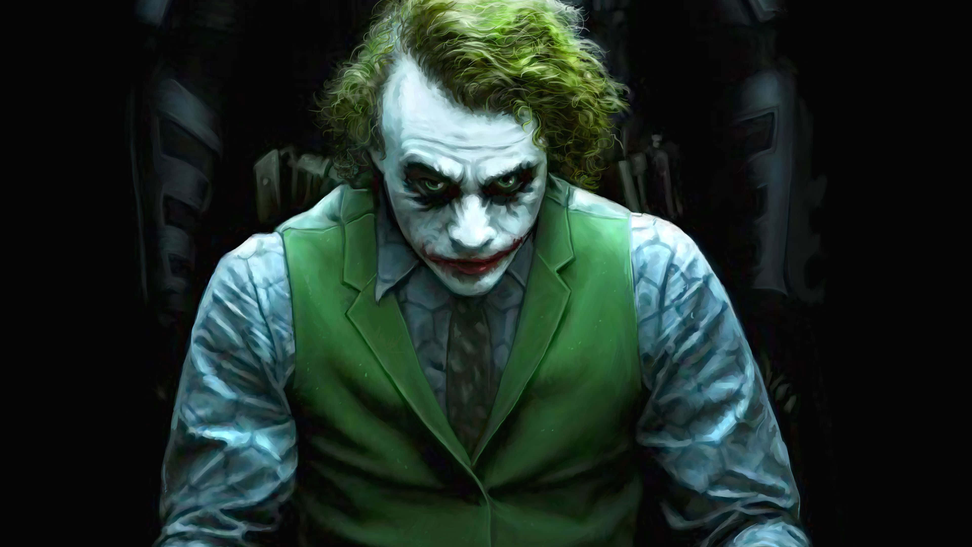 the joker, green hair, white face paint, 4K Desktop Wallpaper