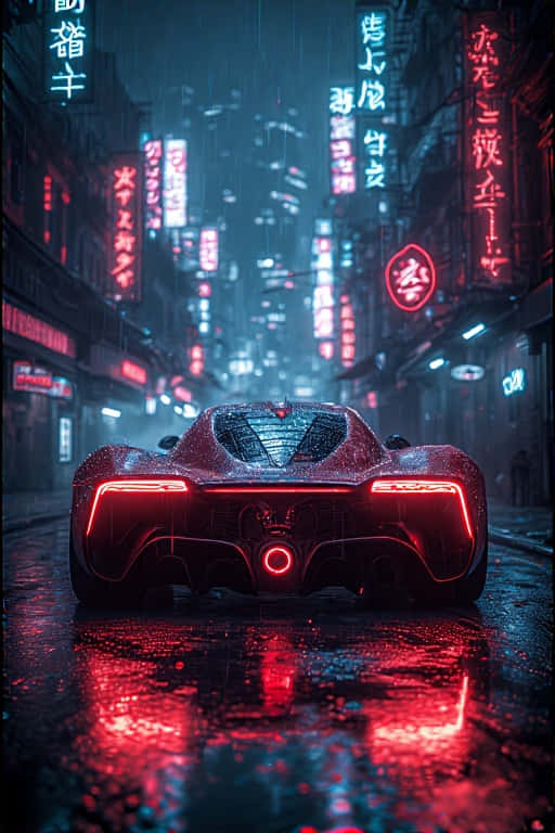 cyberpunk, neon rainy alley, futuristic, SD Phone Wallpaper