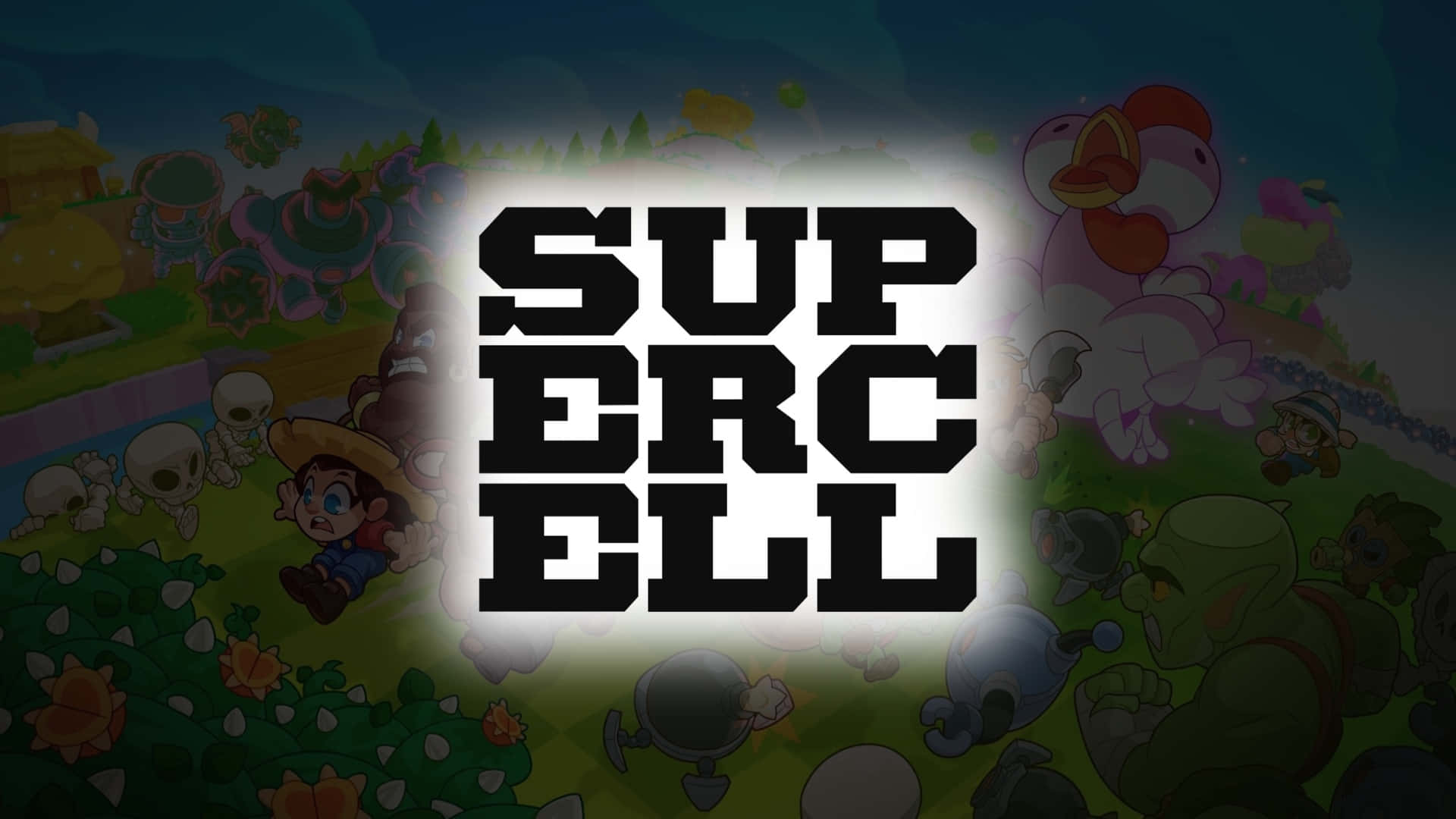 Supercell, black, colorful cartoon game characters, Full HD Desktop Wallpaper