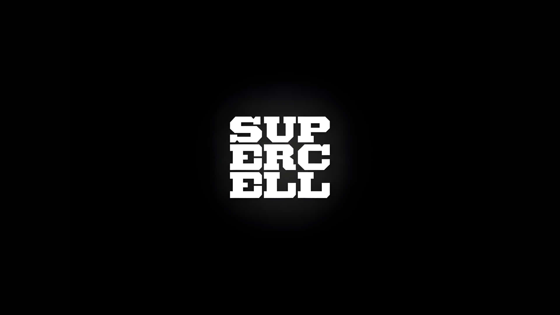 Supercell, white Supercell logo, black background, Full HD Desktop Wallpaper
