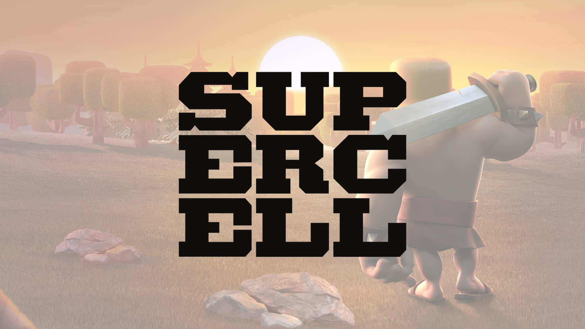 Supercell, logo, cartoon barbarian, Full HD Desktop Wallpaper