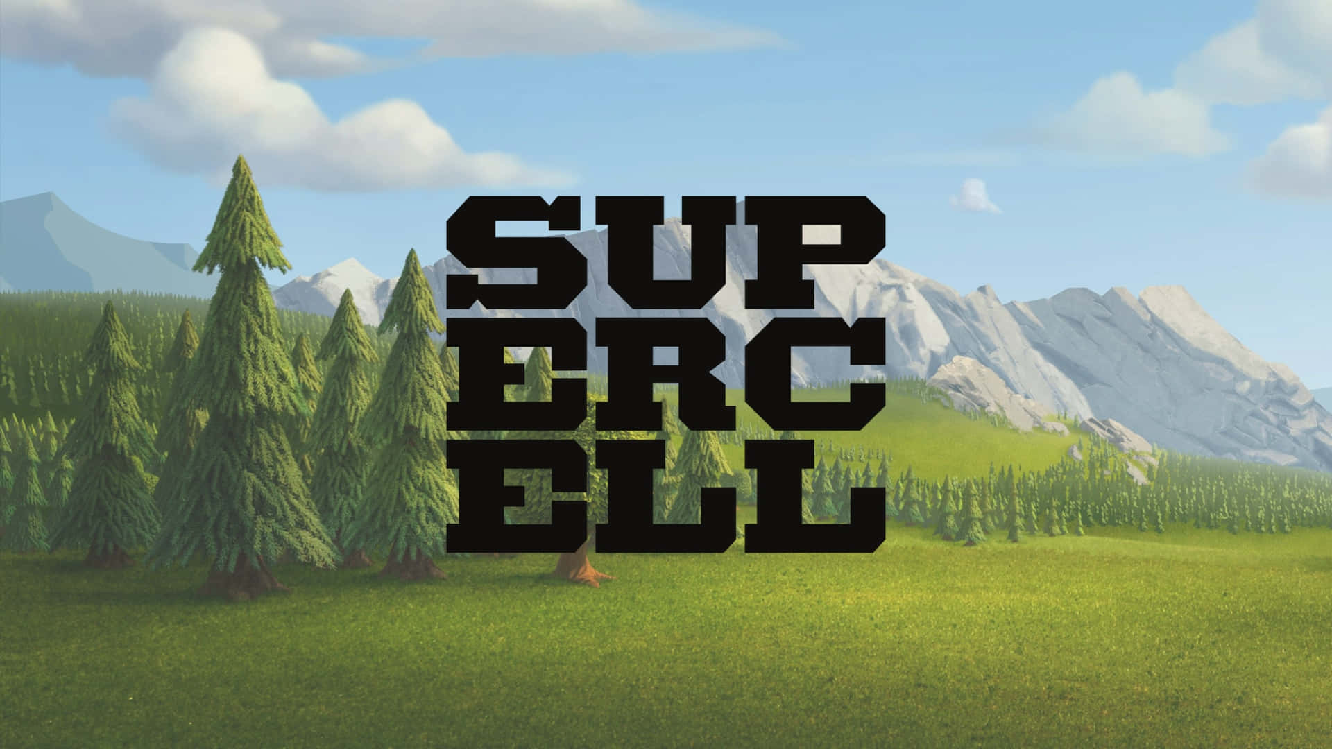 Supercell, black Supercell logo, vibrant green field, Full HD Desktop Wallpaper