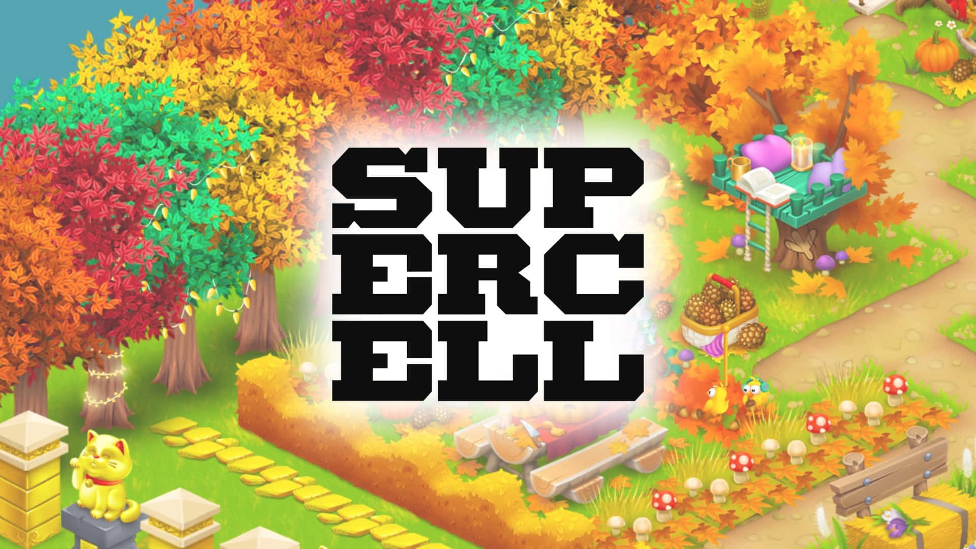 Supercell, Supercell Logo, autumn scene, Full HD Desktop Wallpaper