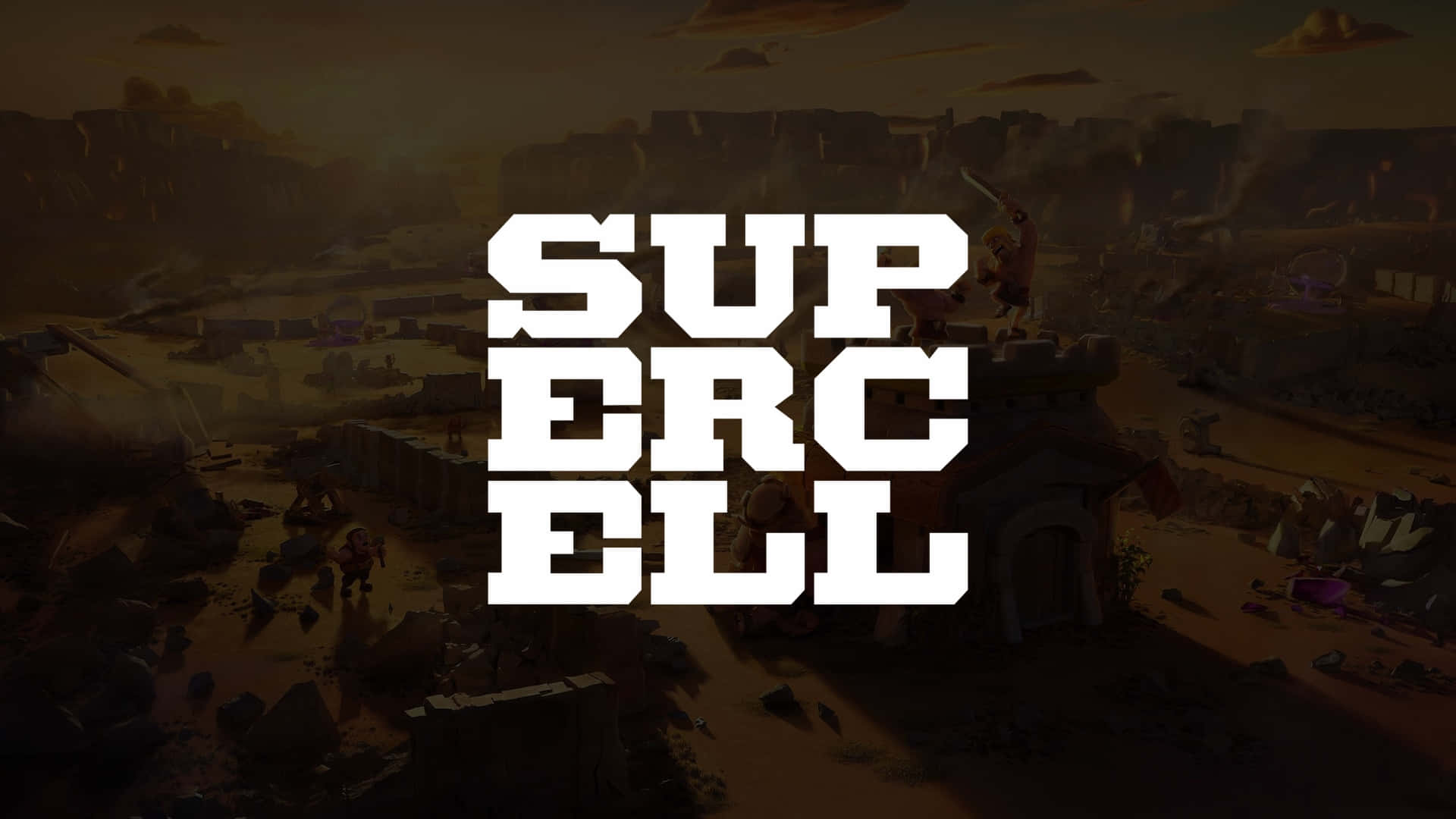 Supercell, gritty animated desert battlefield, crumbling structures, Full HD Desktop Wallpaper