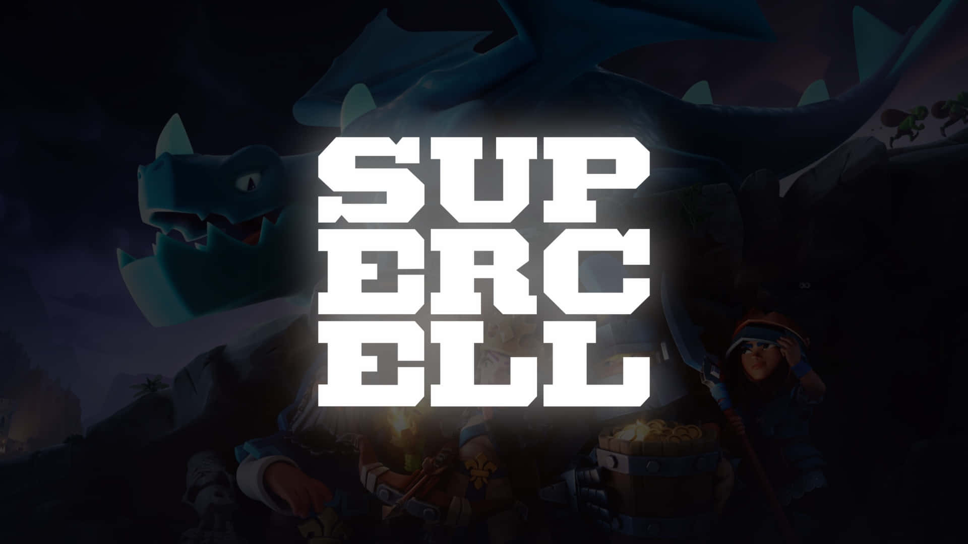 Supercell, blue dragon, bold white text, Full HD Desktop Wallpaper