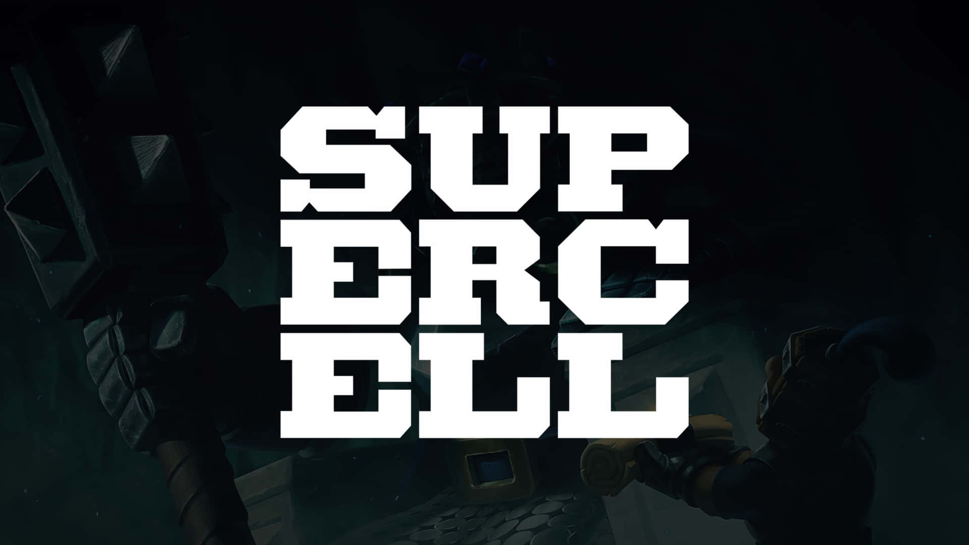 Supercell, white Supercell logo, dark scene, Full HD Desktop Wallpaper
