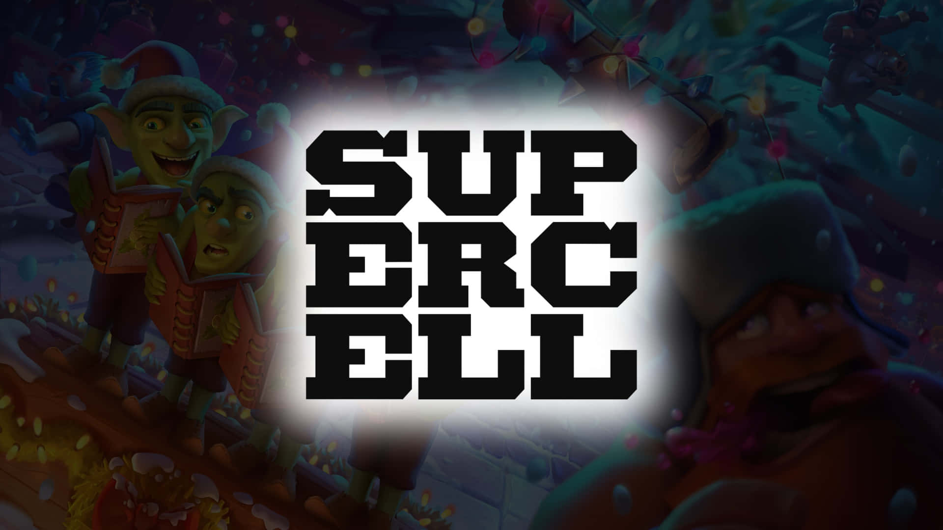 Supercell, black, festive cartoon winter scene, Full HD Desktop Wallpaper