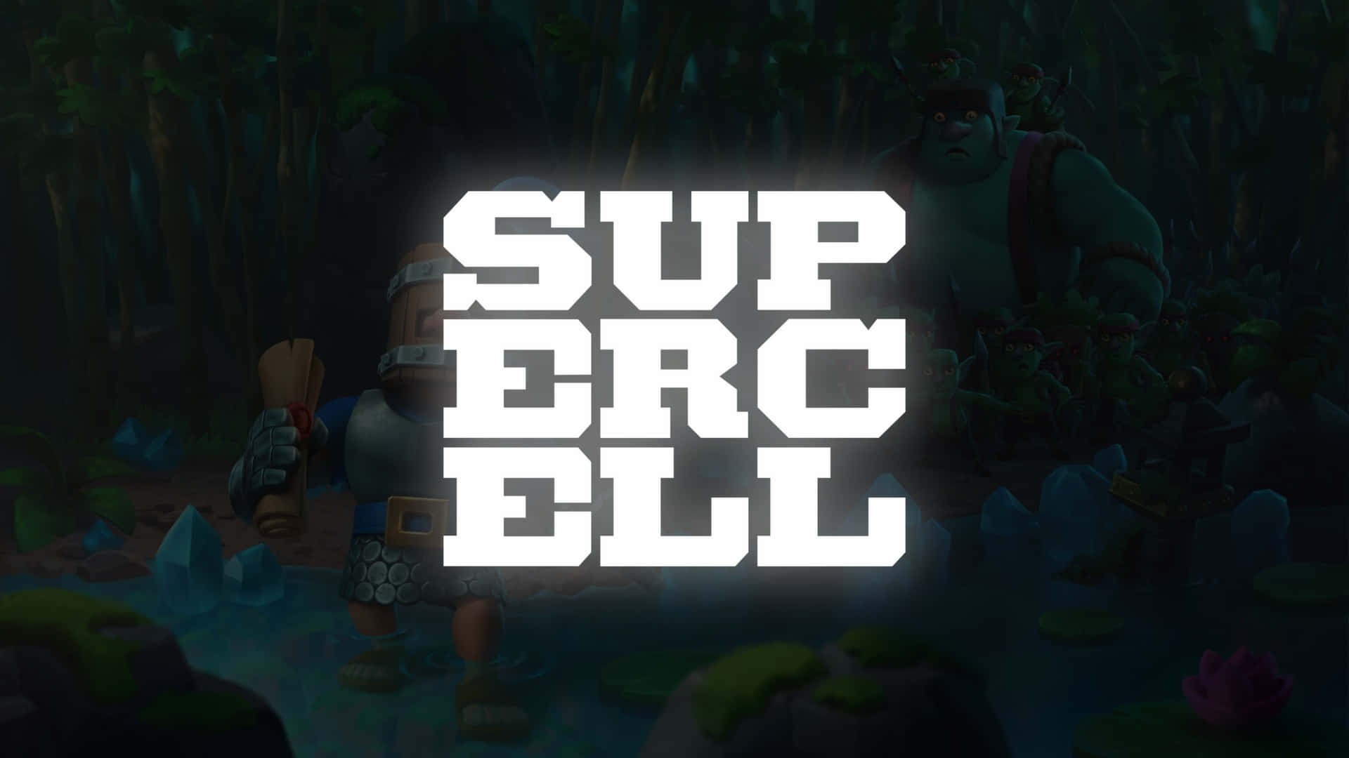 Supercell, white Supercell logo, dark jungle scene, Full HD Desktop Wallpaper