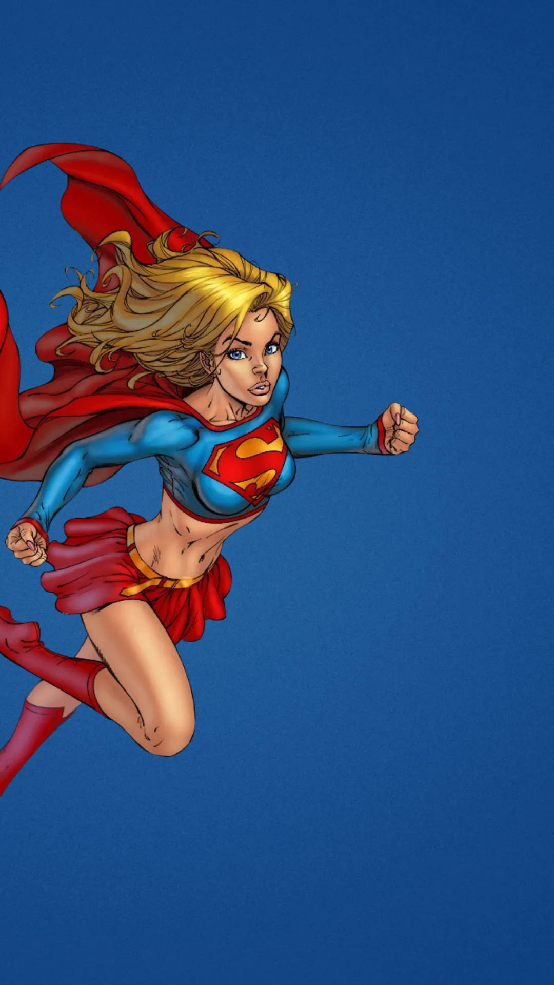Supergirl, red cape, blue sky, Full HD Phone Wallpaper