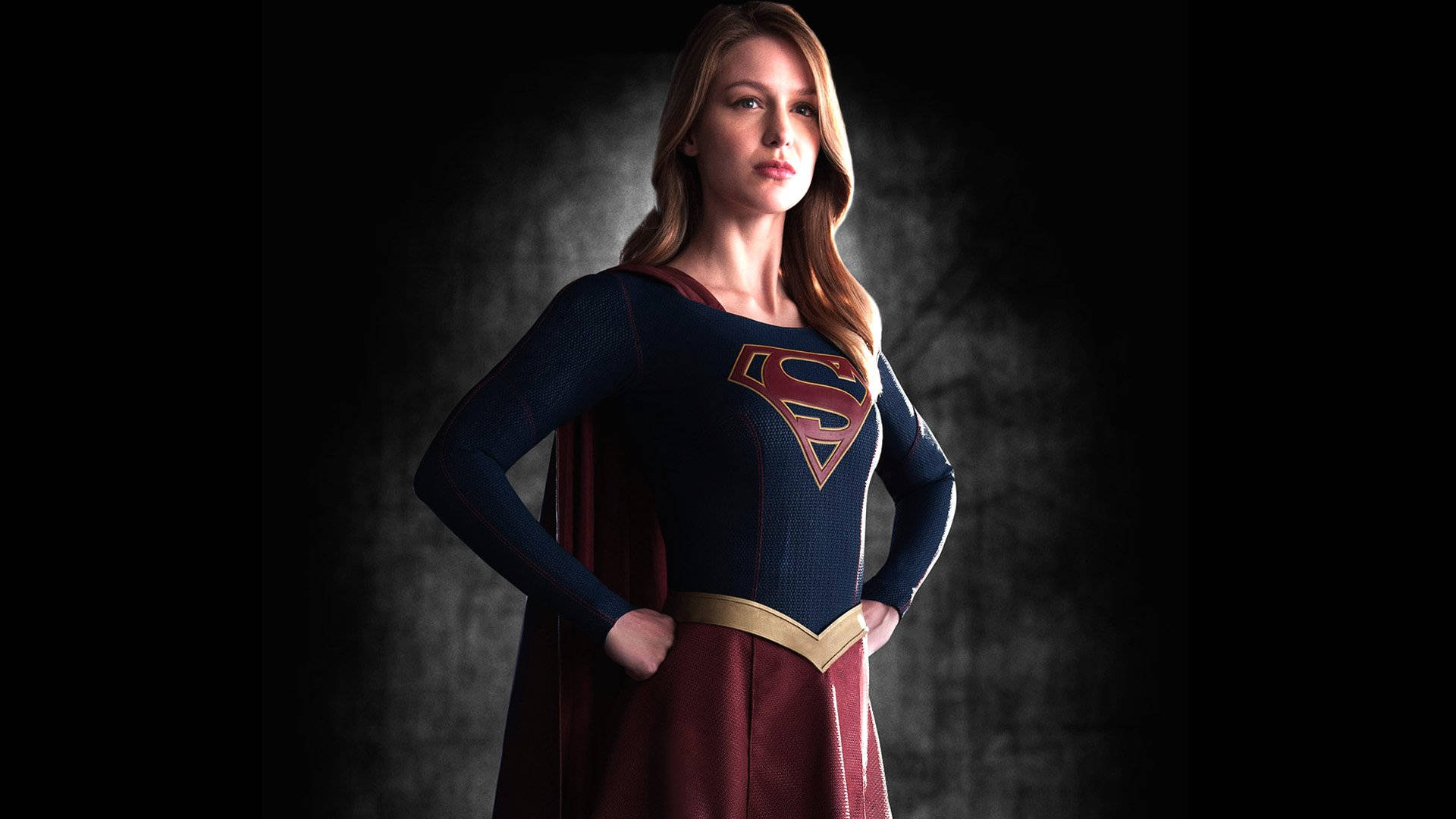 Supergirl, blue and red costume, gold belt, Full HD Desktop Wallpaper