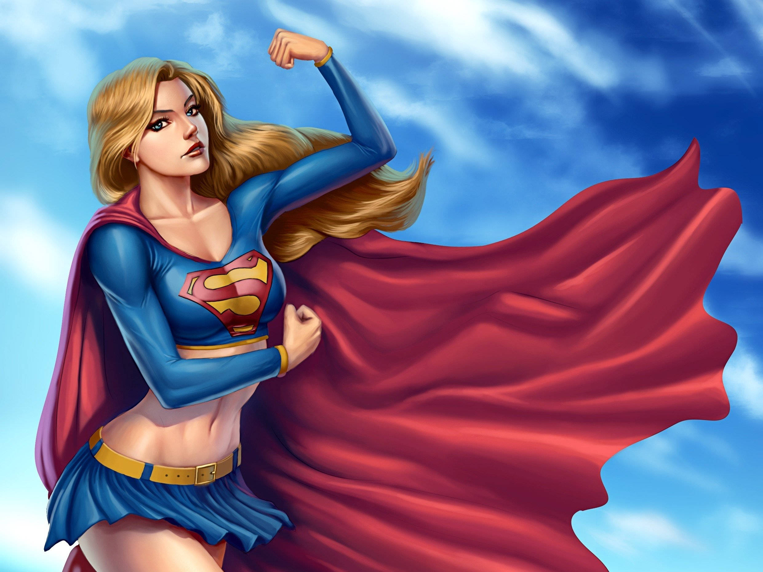 anime, Supergirl, blue sky, Full HD Desktop Wallpaper
