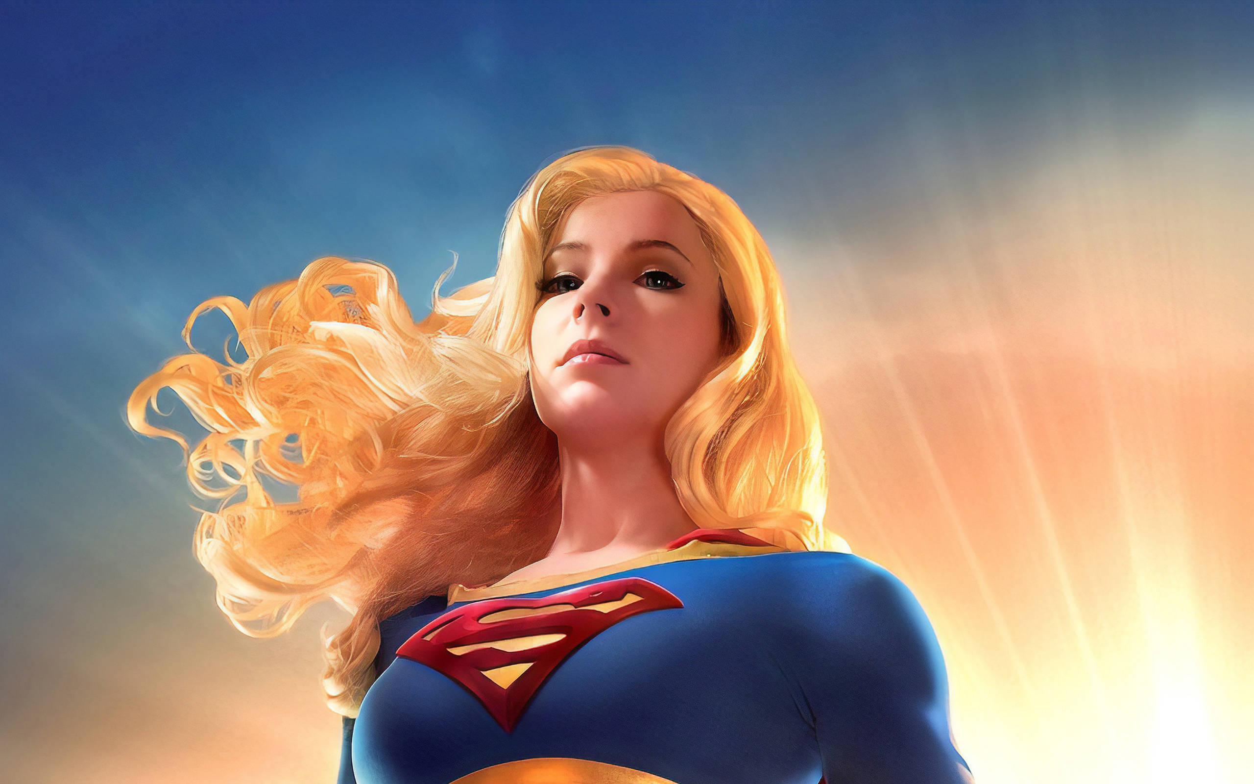 Supergirl, golden hair, sunlight, 2K Desktop Wallpaper