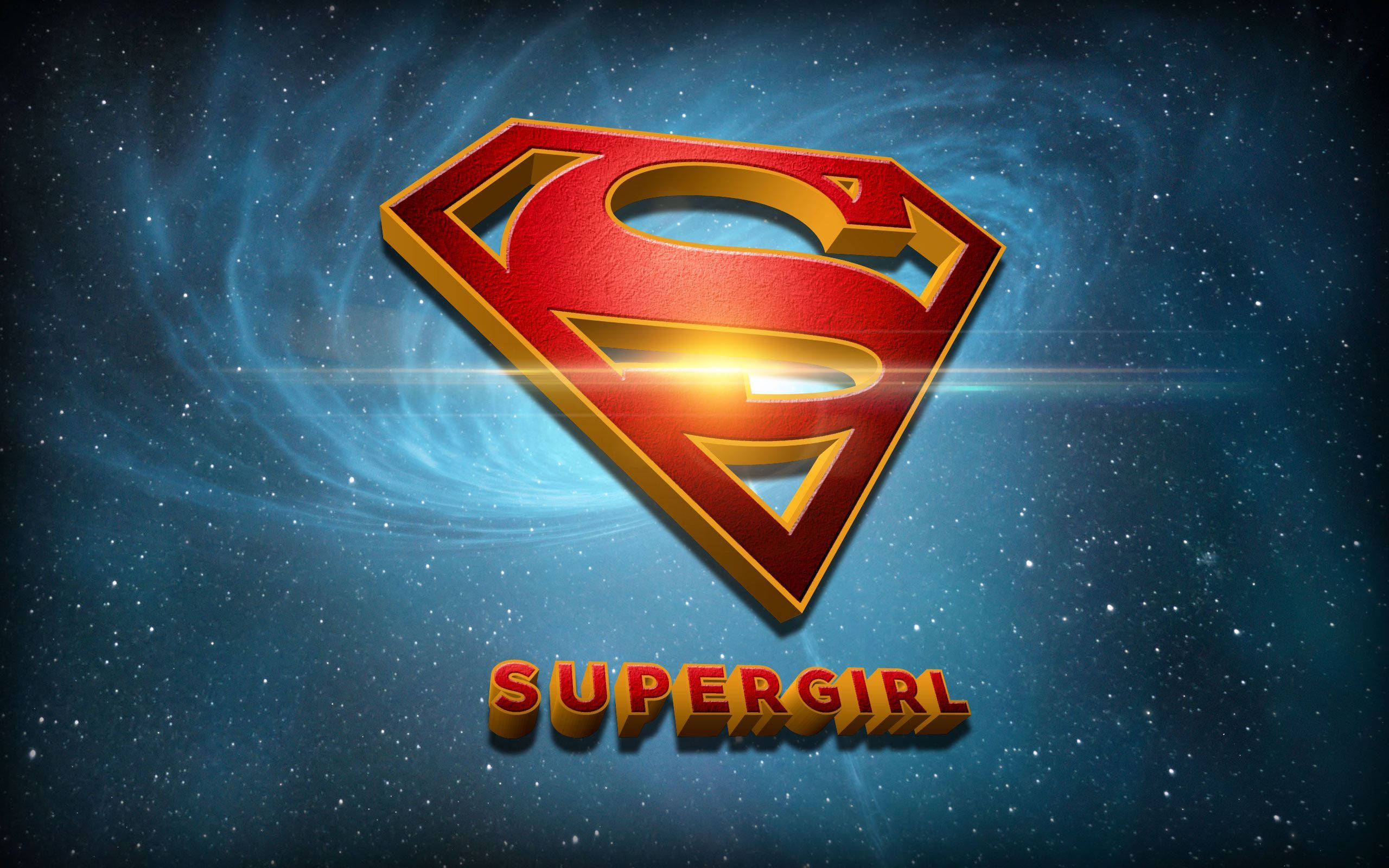 Supergirl, emblem, golden light, 2K Desktop Wallpaper