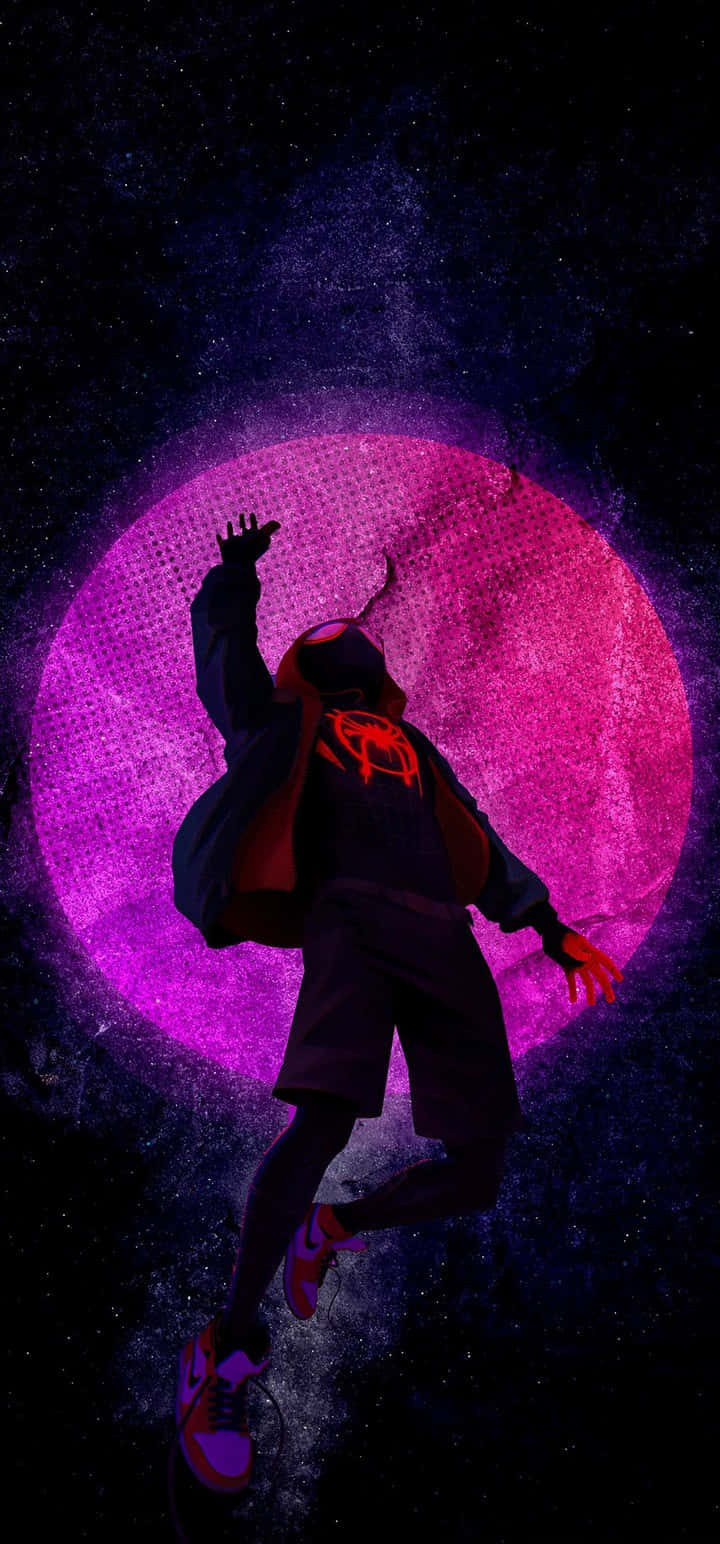 superhero, glowing pink cosmic circle, starry night sky, HD Phone Wallpaper