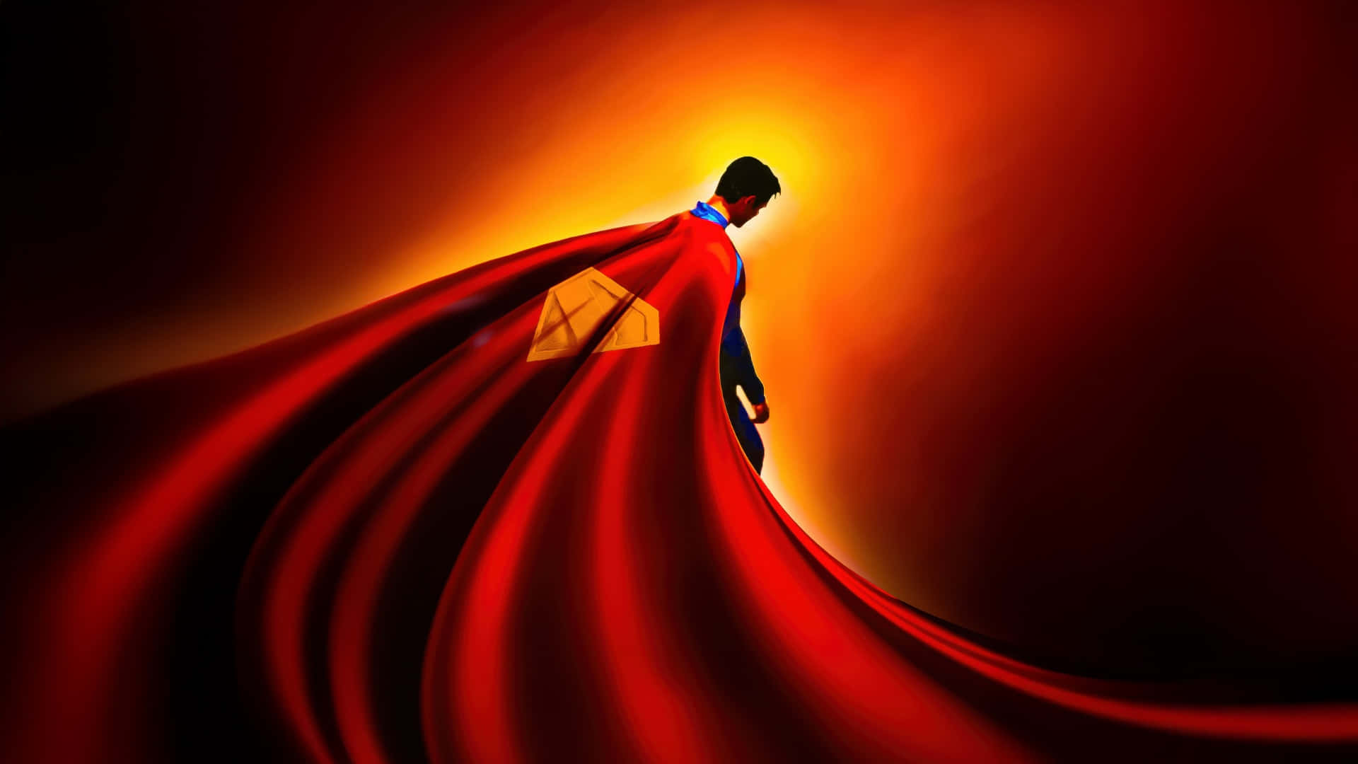 Superman 2025, red cape, yellow emblem, Full HD Desktop Wallpaper
